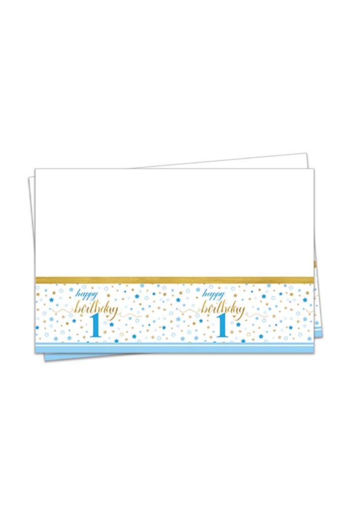 EventPartyStore Mavi Küçük Yıldızlar 1 Yaş Masa Örtüsü 120x180 cm