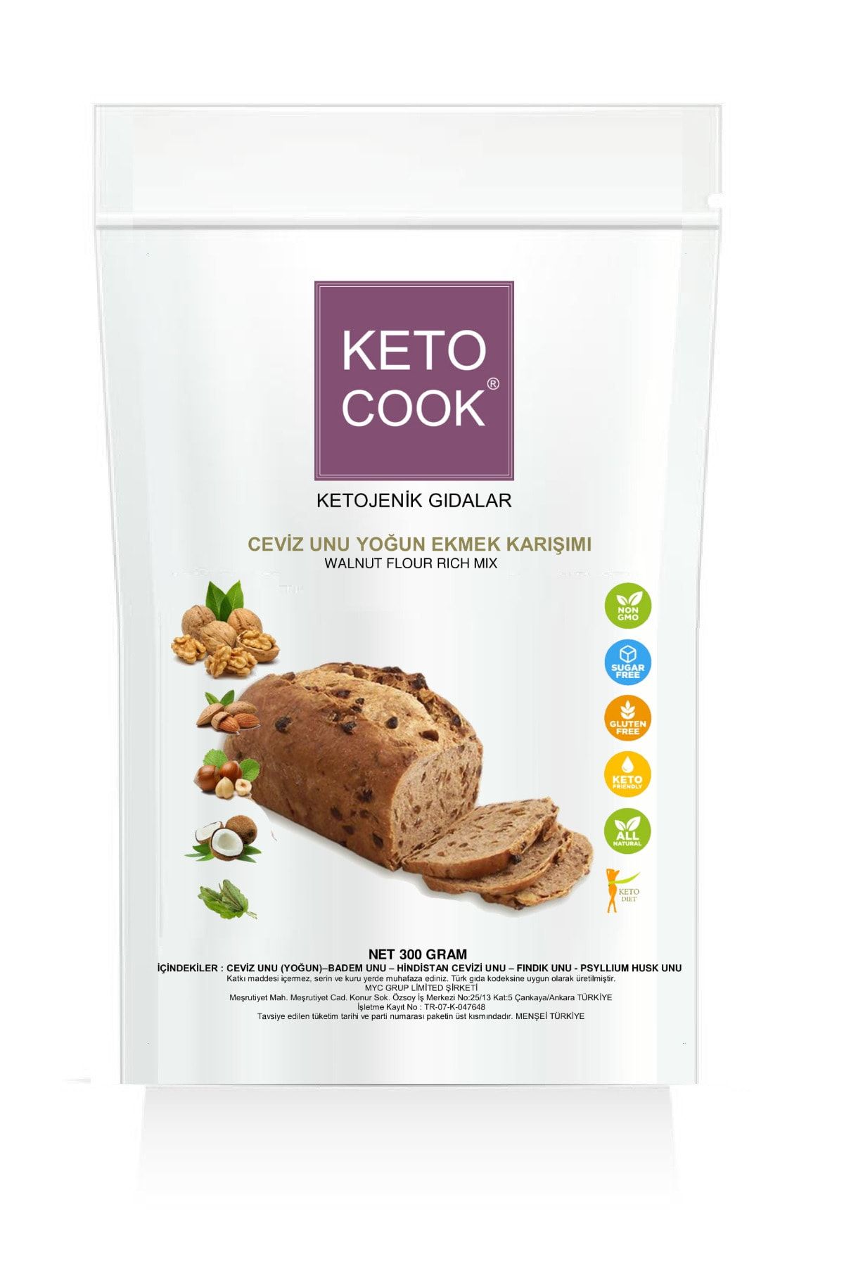 KetoCook Ketojenik Ceviz Unu Yoğun Ekmek Karışımı 300 Gram