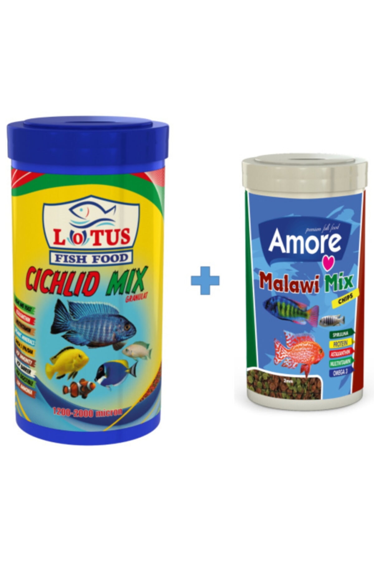 Lotus Cichlid Mix 1000ml + Amore Malawi Mix 250ml Balık Yemi