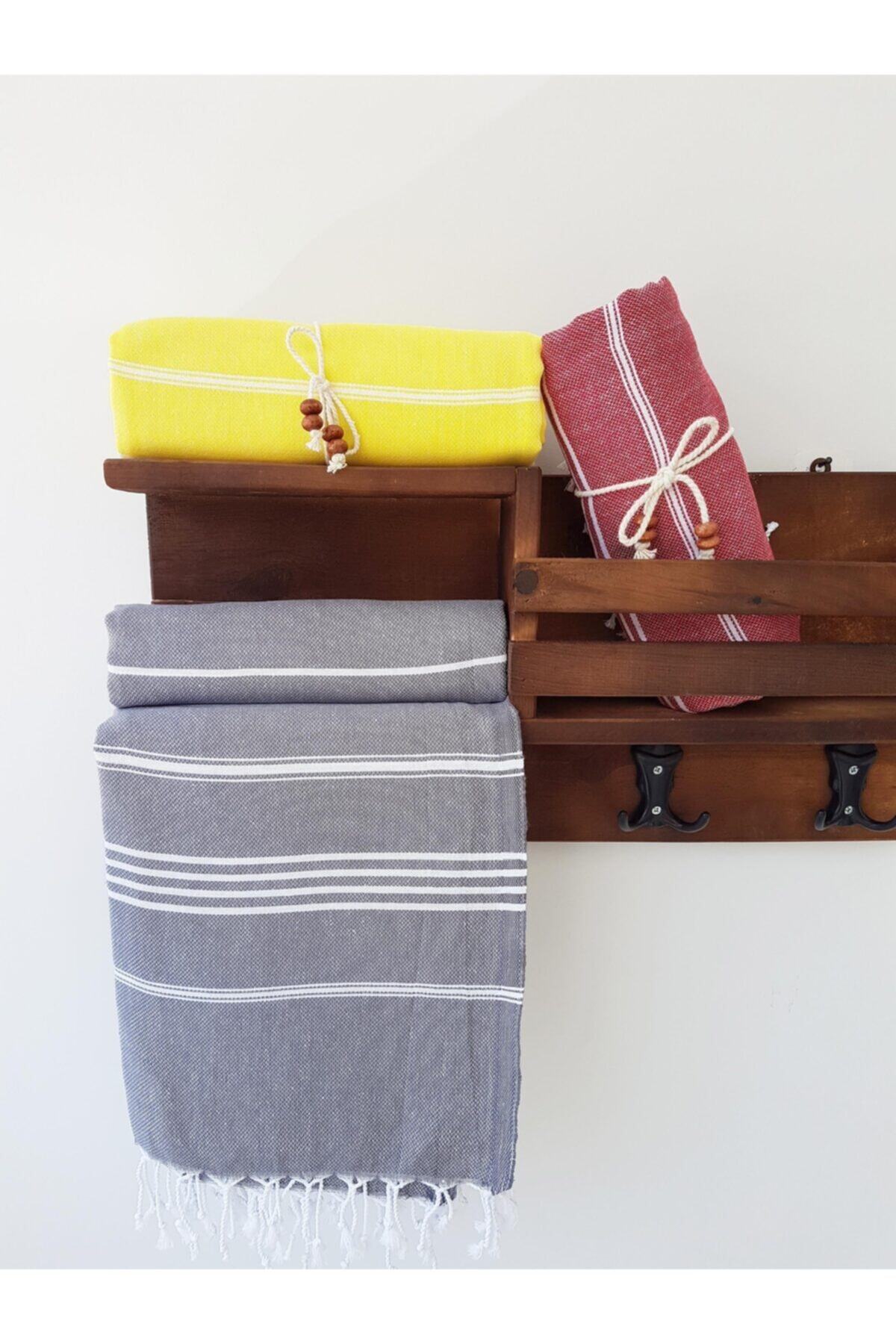 Wellstil 3'lü Sultan Peştamal Set Sarı/kırmızı/gri