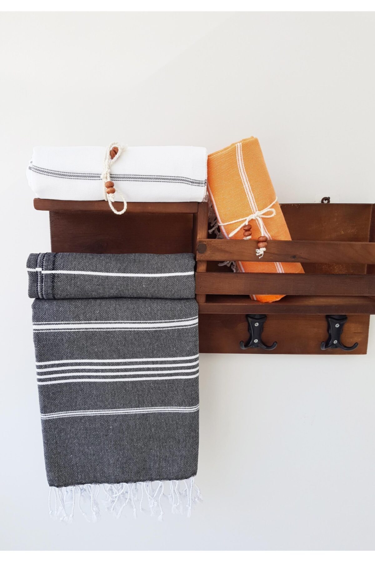 Wellstil 3'lü Sultan Peştamal Set Siyah/beyaz/turuncu