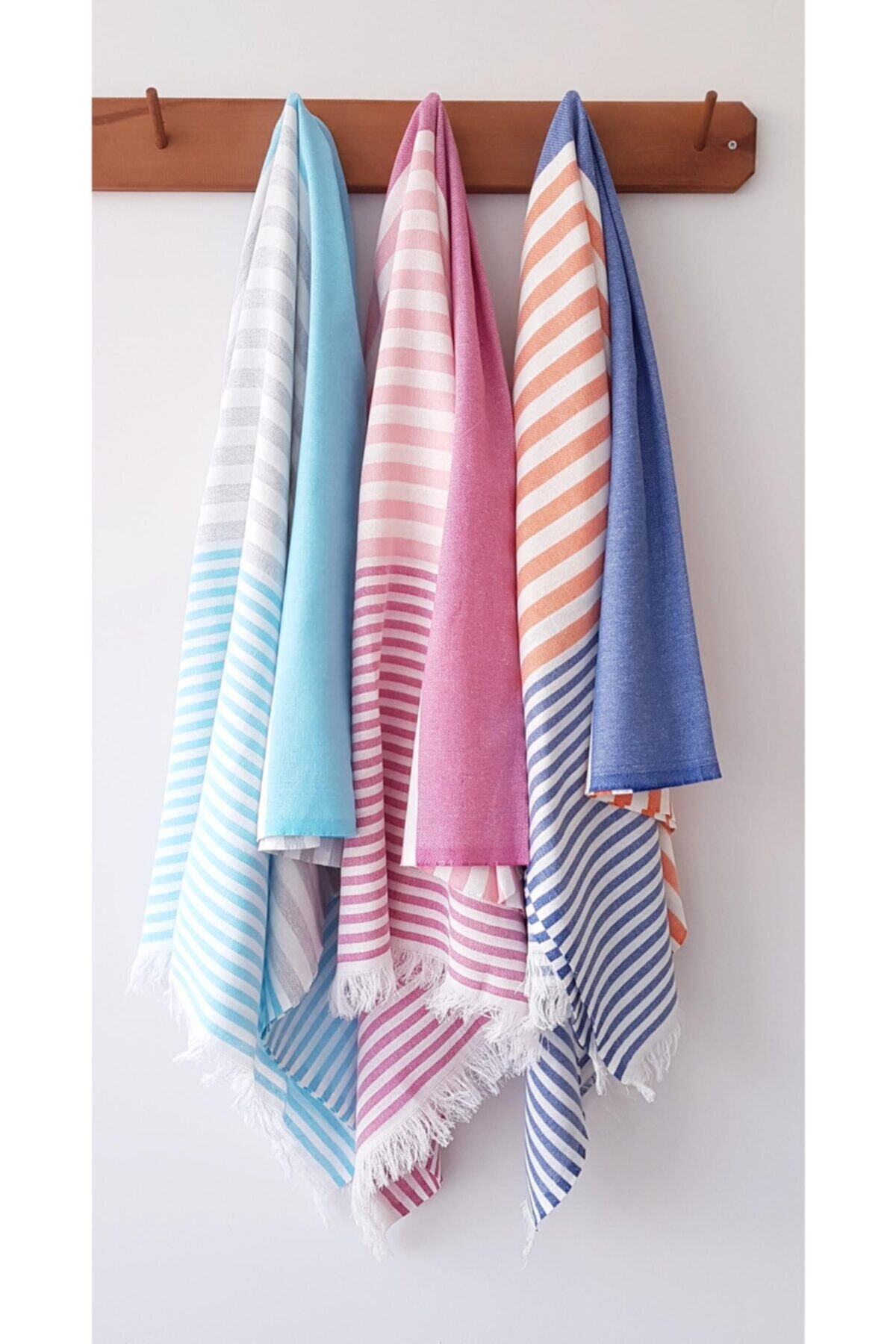 Wellstil 3'lü Likya Peştamal Set Turkuaz/fuşya/mavi