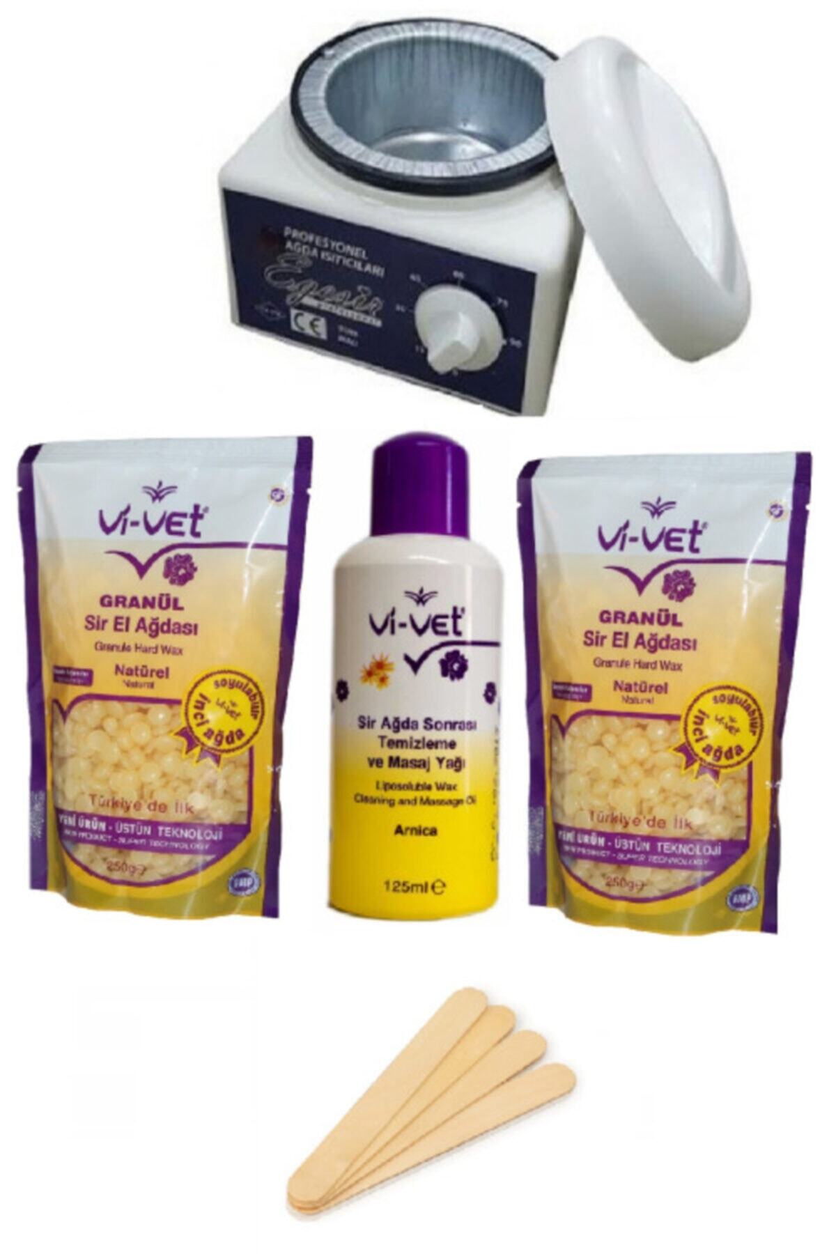 Yazpera Vivet Naturel Soyulabilir Ağda Seti Makine 2 Granül Boncuk Ağda ve Ağda Yağı