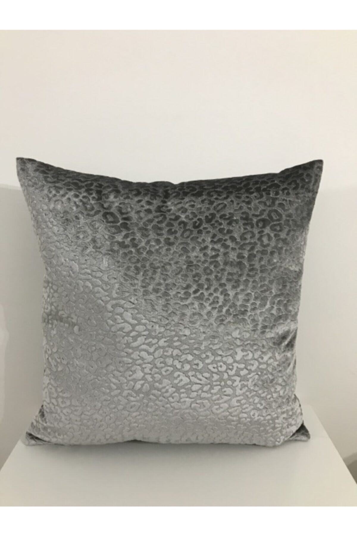 Kırlent dünyası Lüks Gri Leopar Modern Desenli 43*43 Döşemelik Kadife Kumaş Kırlent Kılıfı