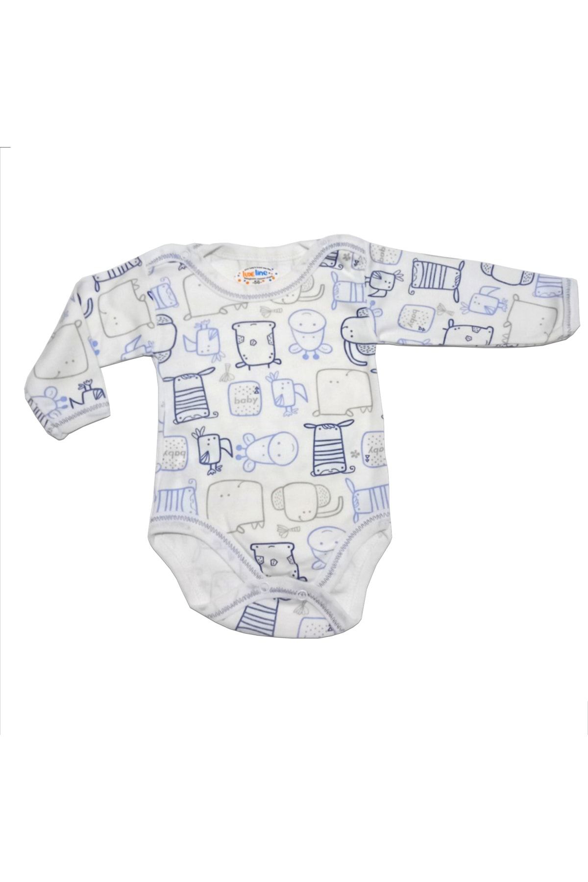 Luxeline Unisex Bebek Beyaz Uzun Kollu Çıtçıtlı Body Zıbın