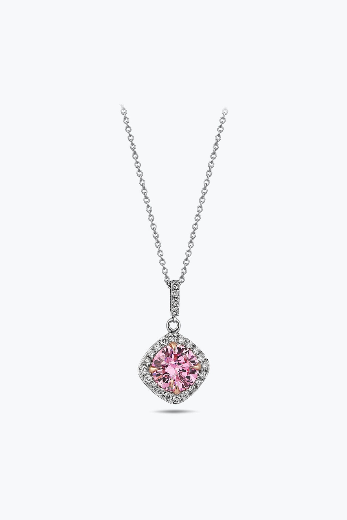 Altınbaş Kadın Pırlanta Pembe Topaz Kolye EBH223PT-14K