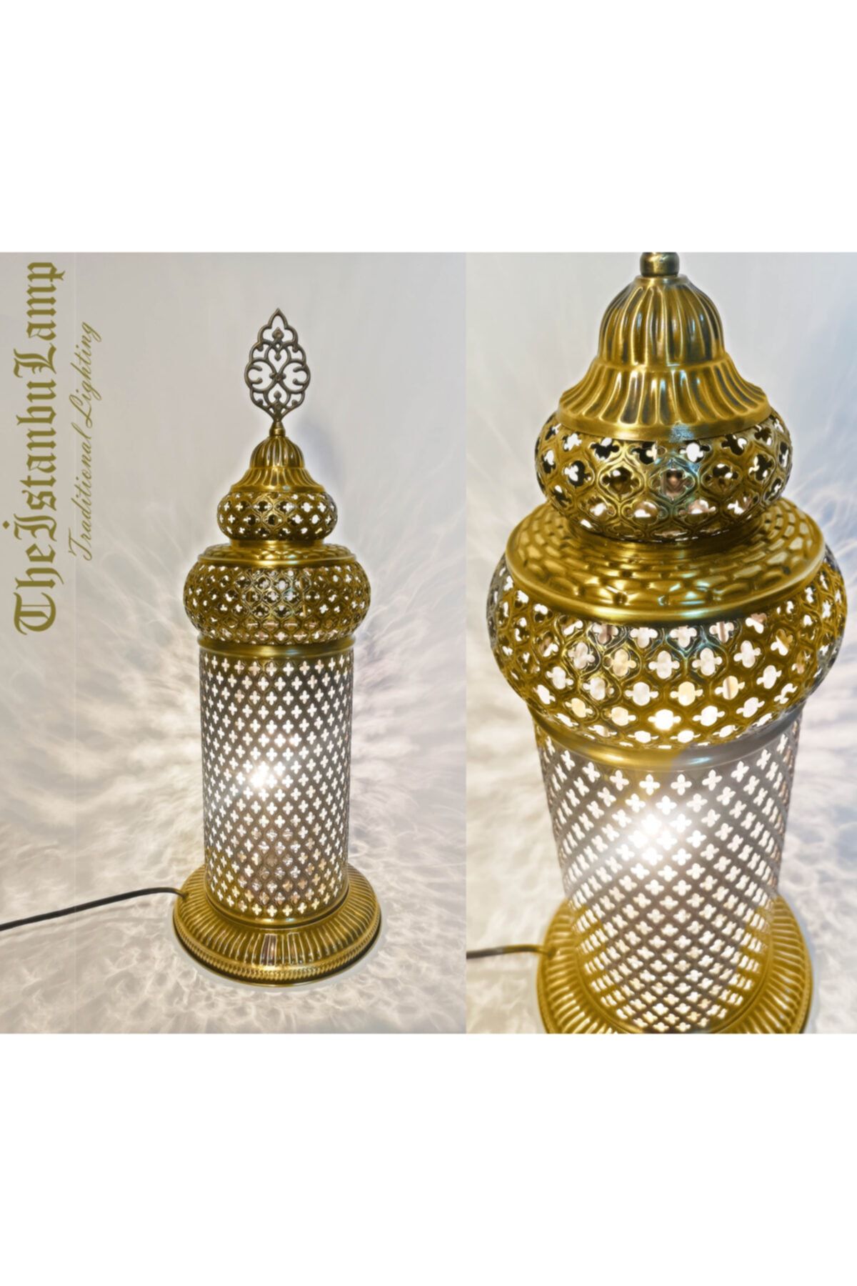 the istanbul lamp Osmanlı Dekoratif Sarı Pirinç Masa Lambası O1211yb