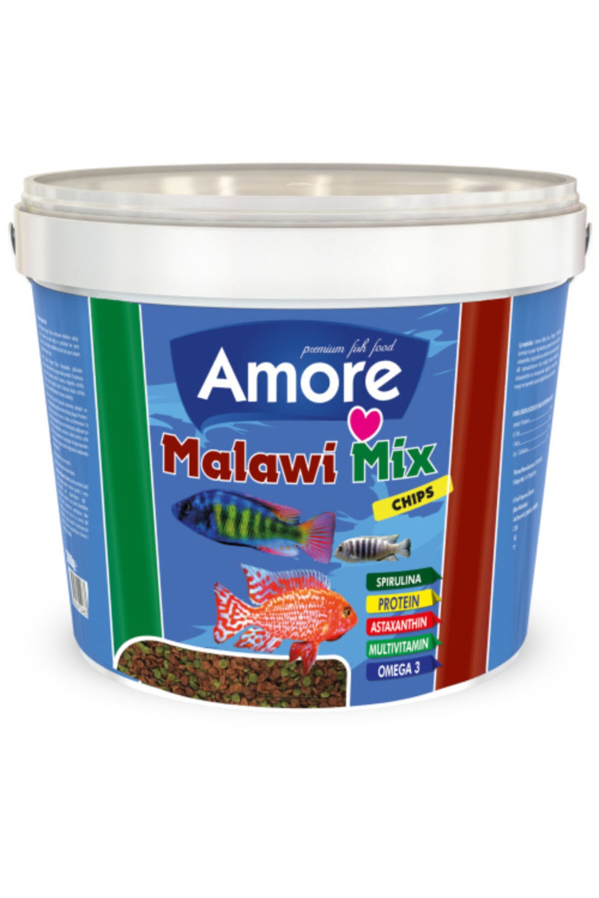 AMORE Malawi Mix Chips 3kg Kova Tanganyika Cichlid Spirulina Algae Karışık Akvaryum Balık Yemi