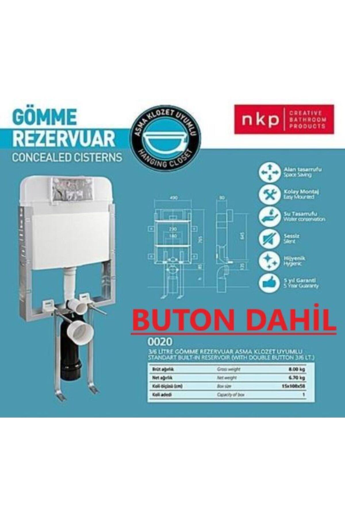 NKP Gömme Rezervuar Asma Klozet Uyumlu Buton Dahil