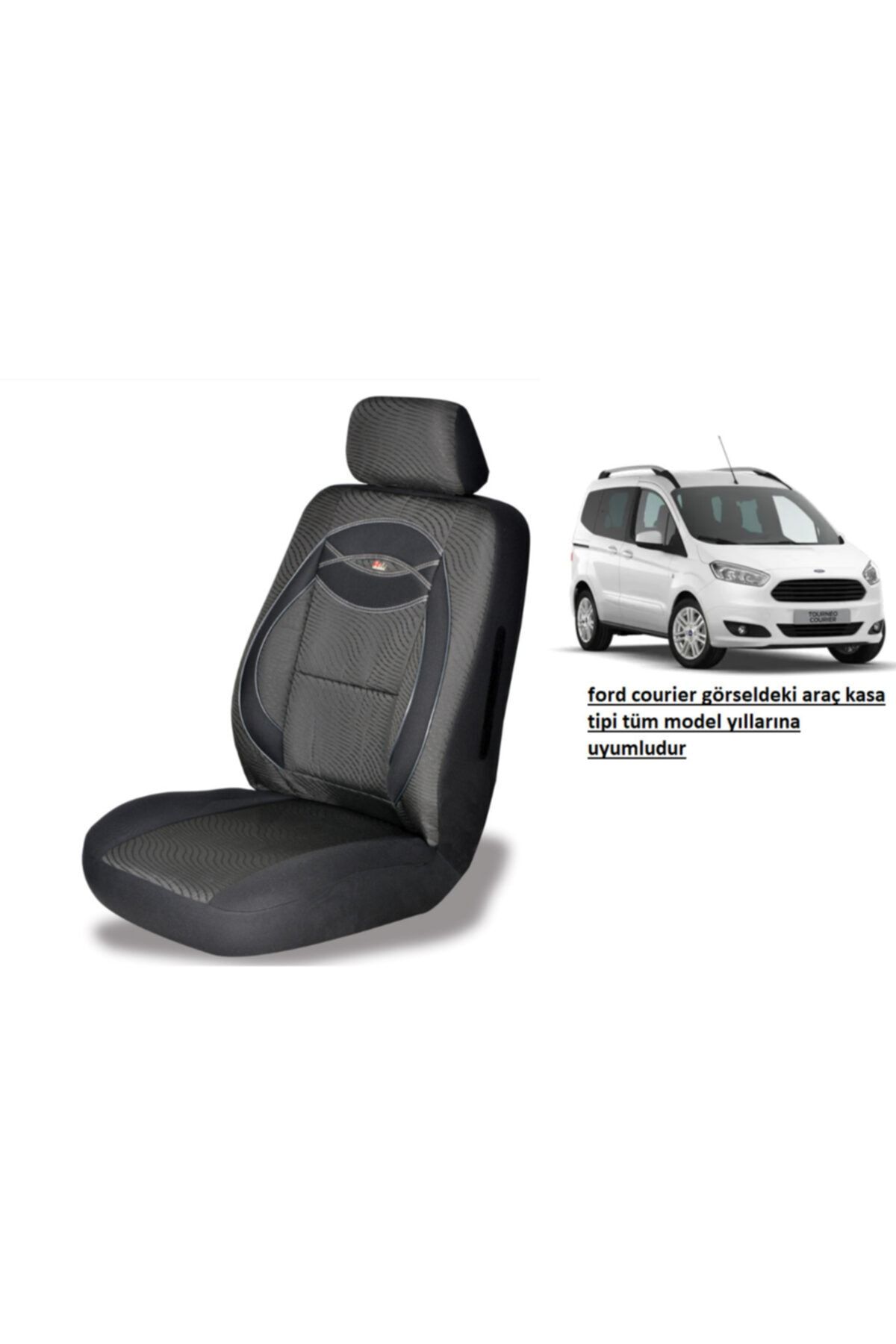KNB Ford Courier Koltuk Kılıfı Siyah Milenyum