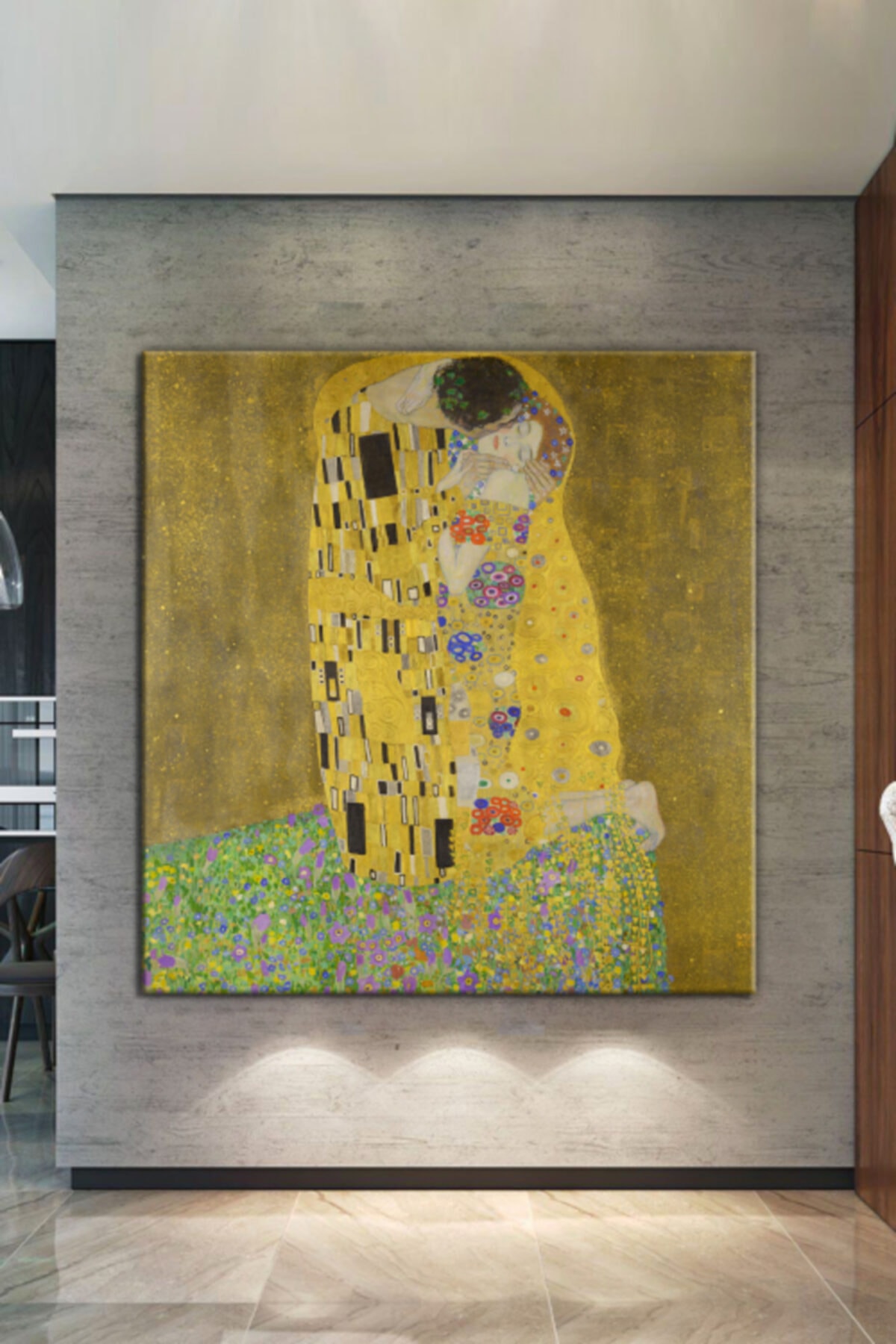 Nazenin Design Gustav Klımt The Kiss Öpücük Dev Boyut Kanvas Tablo 120x120cm