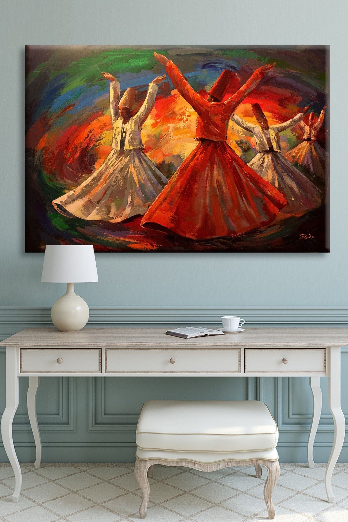 Nazenin Design Semazen Mevlevi Kanvas Tablo (120x80 Cm Ölçü) Dev Boyut