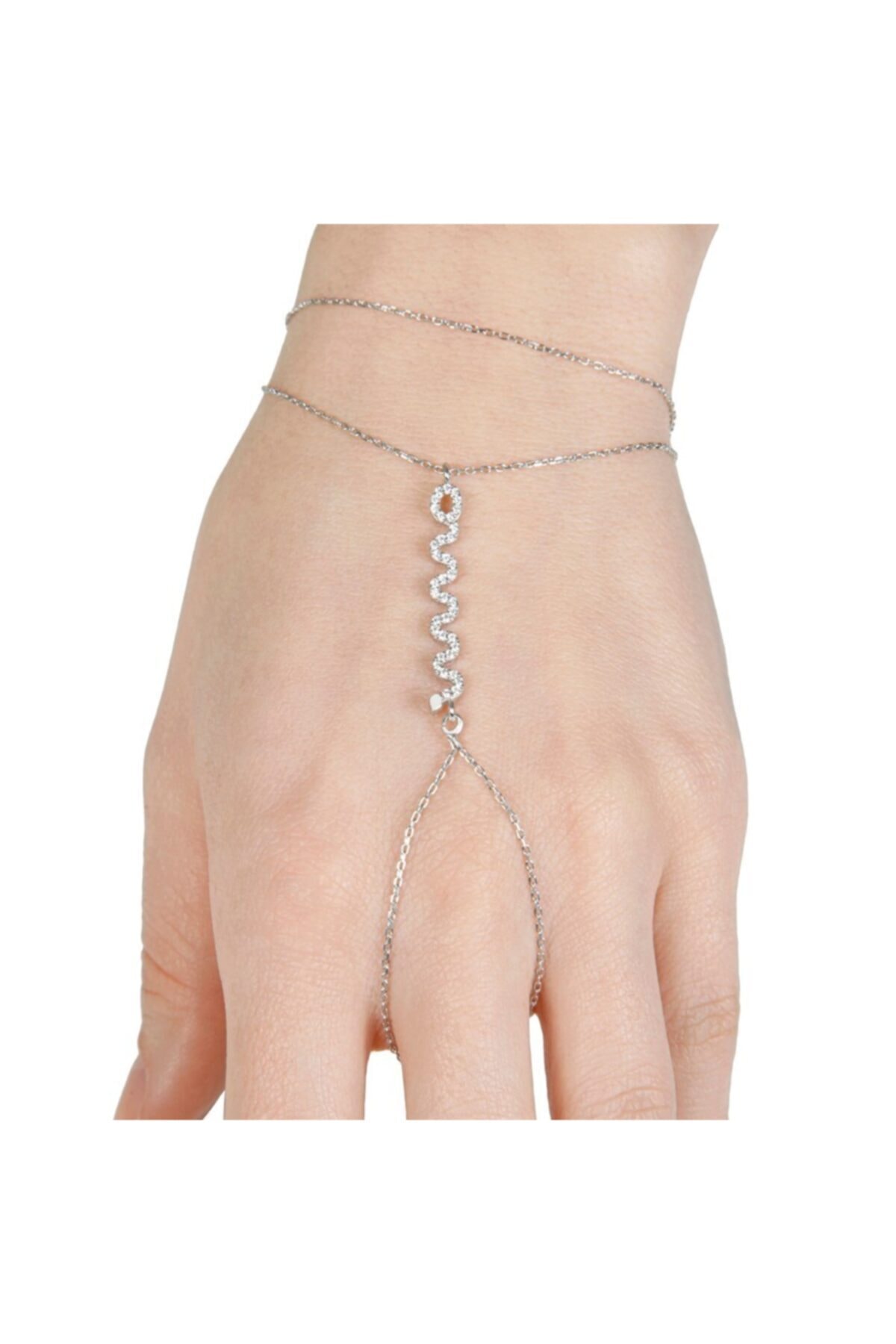 Afrodit Silver Kadın Beyaz Yılan Modelli Gümüş Şahmeran Bileklik