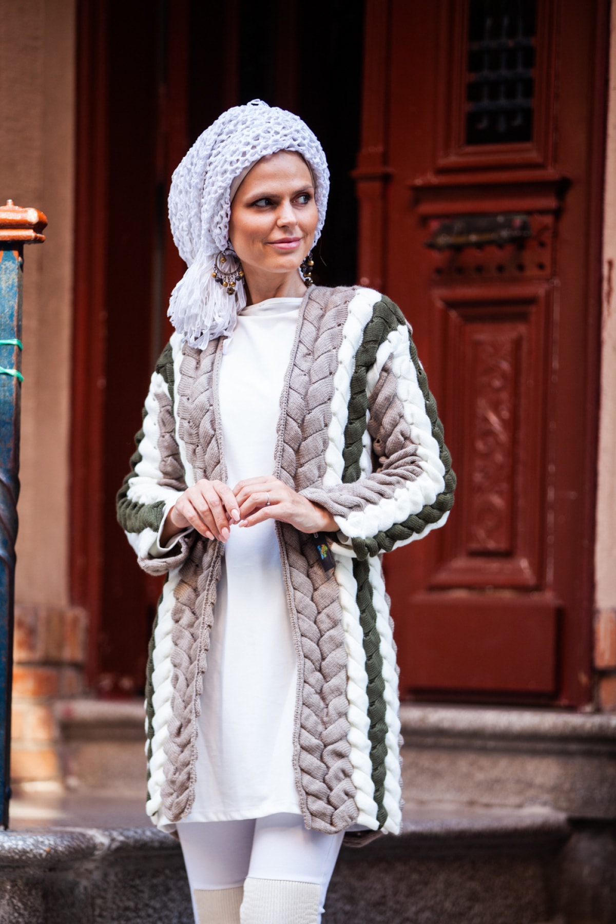 Tesse Kadın Vizon Triko Tesettür Hırka 1480