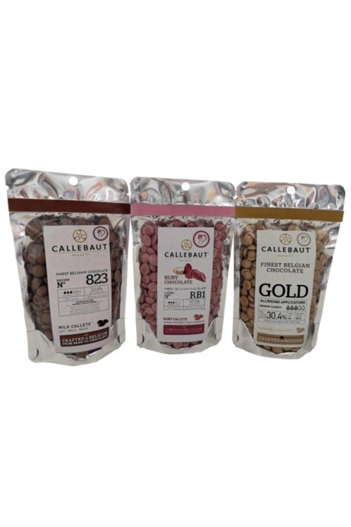 Callebaut Sütlü Çikolata 100 gr Ruby Çikolata 100 gr Karamelli Çikolata 100 gr