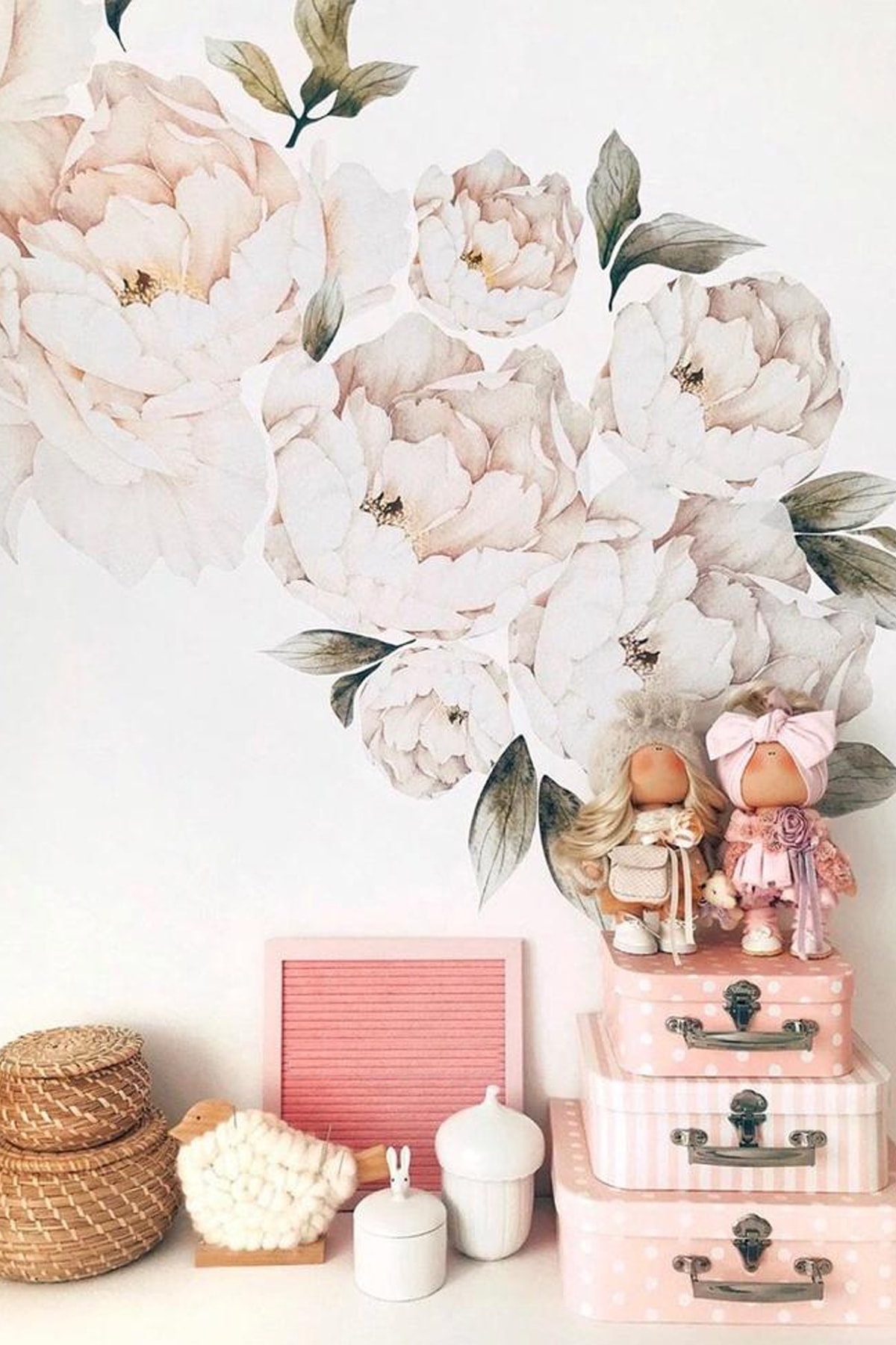 WALLHUMAN Beyaz Şakayık Duvar Stickerı