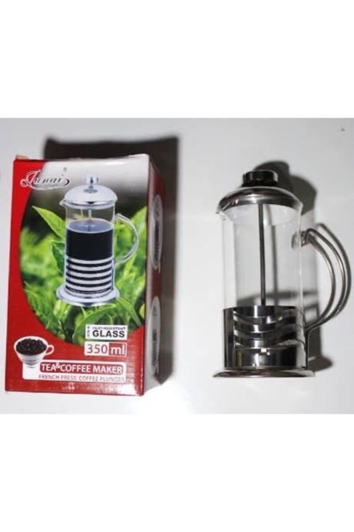Junai Cam Üzeri Çelik Kaplama 350 ml French Press