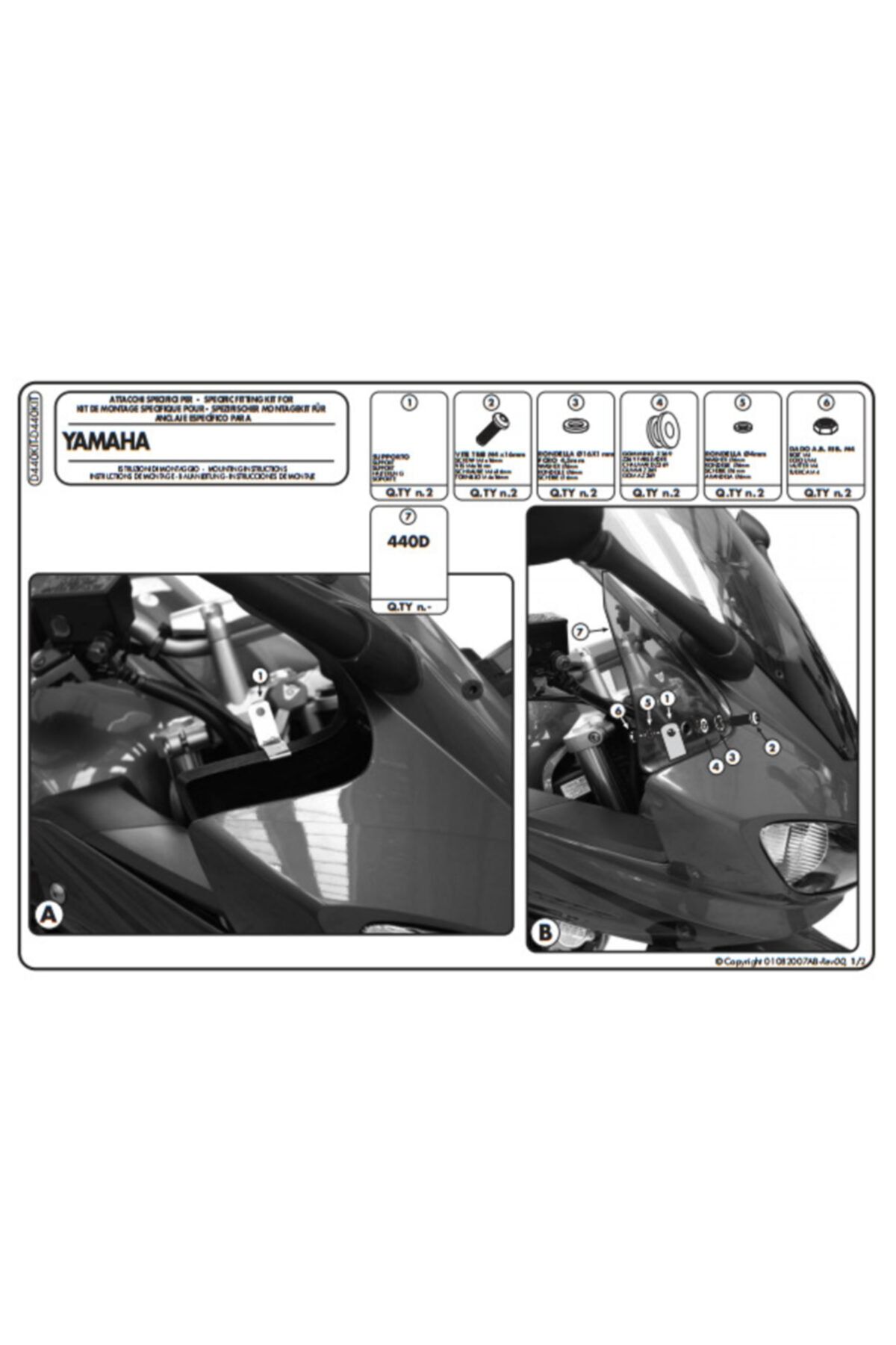 Kappa D440kıtk Yamaha Fz6 600 Fazer S2 (07-11) Rüzgar Siperlik Bağlantısı