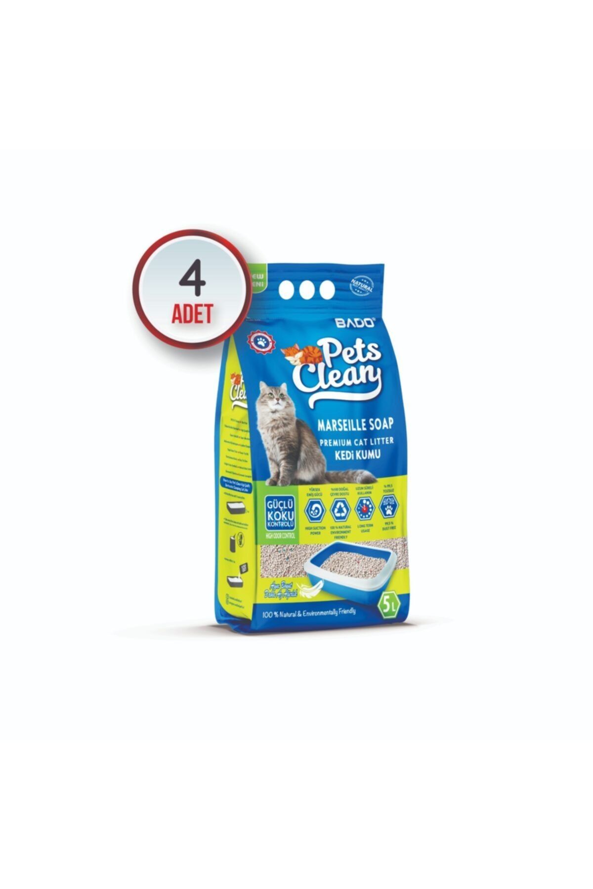 Bado Premium Sabun Kokulu Kedi Kumu 5 Lt*4 Adet