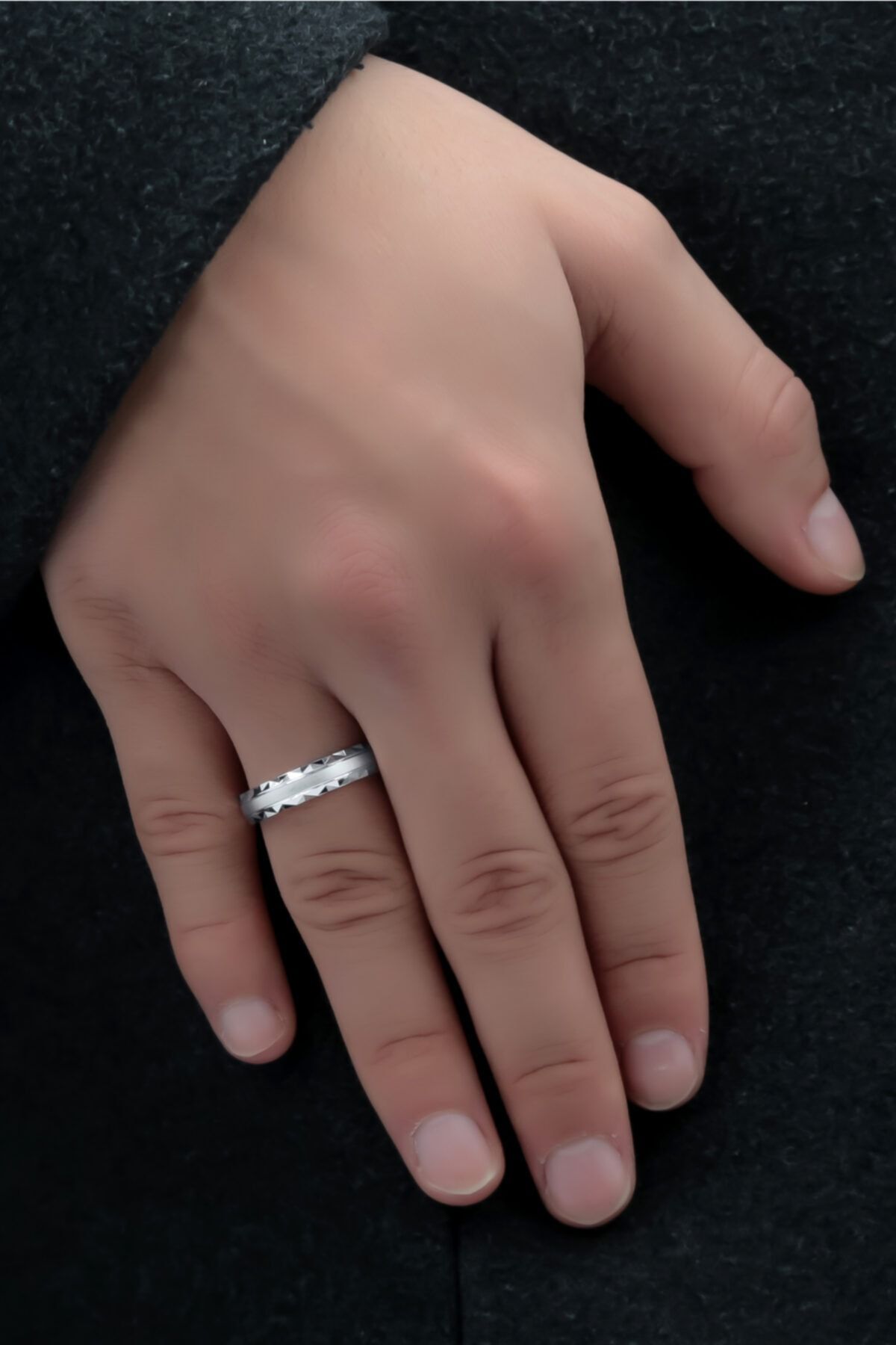 Glint Point Unisex  Gümüş Renk Rodyumlu Gümüş Alyans 925 Ayar