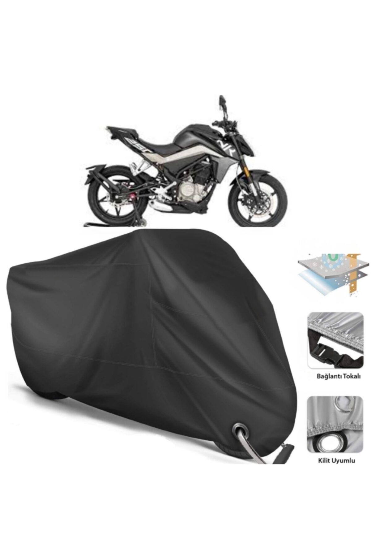 CoverPlus Cf Moto 250 Nk Motor Brandası Arka Çanta Uyumlu (bağlantı, Kilit Uyumlu)-siyah