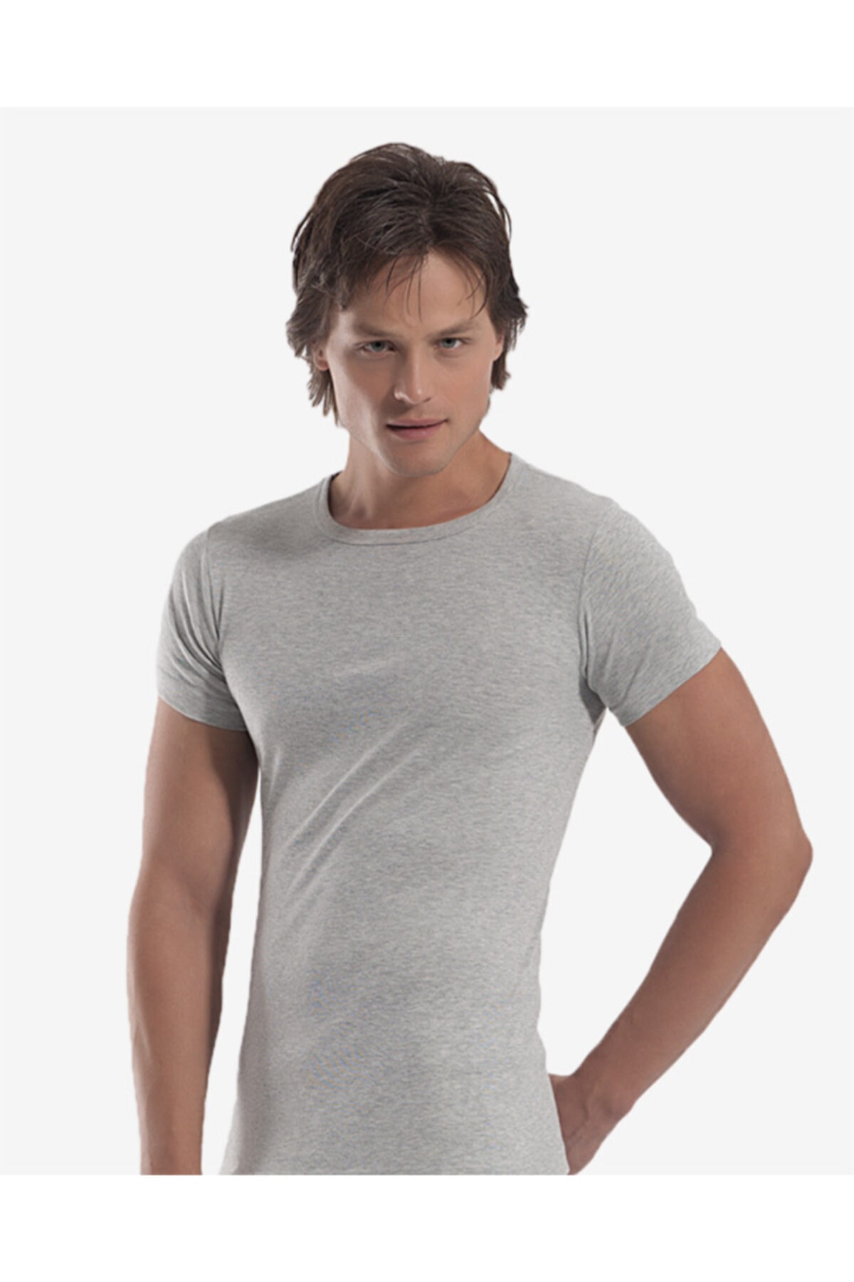 Öztaş Underwear 3'lü Erkek Melanj Ribana Sıfır Yaka Fanila