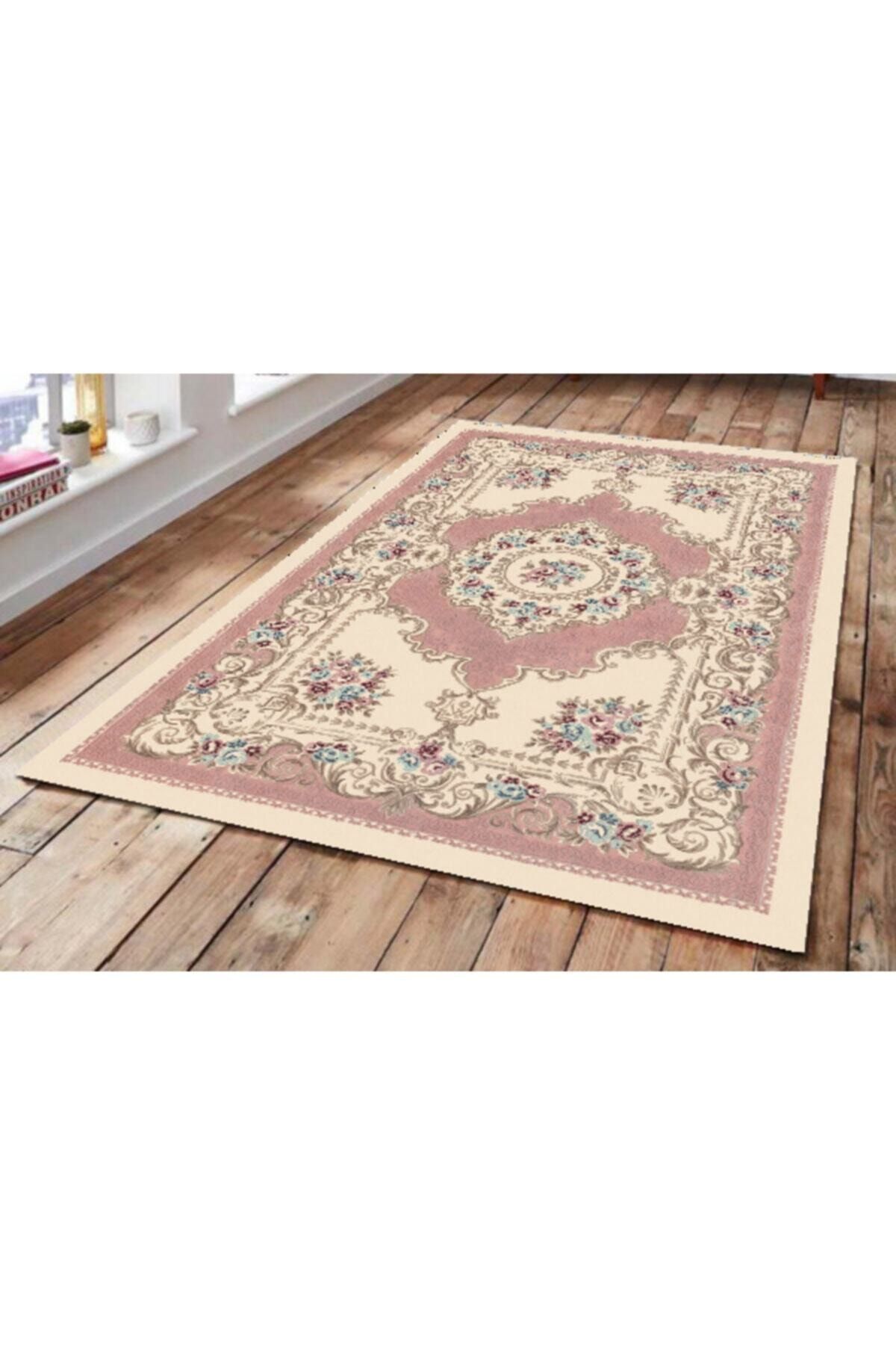 mutlu ceyiz krem pembe lastikli kaymaz hali ortusu yikanabilir dijital baskili 6m2 fiyati yorumlari trendyol