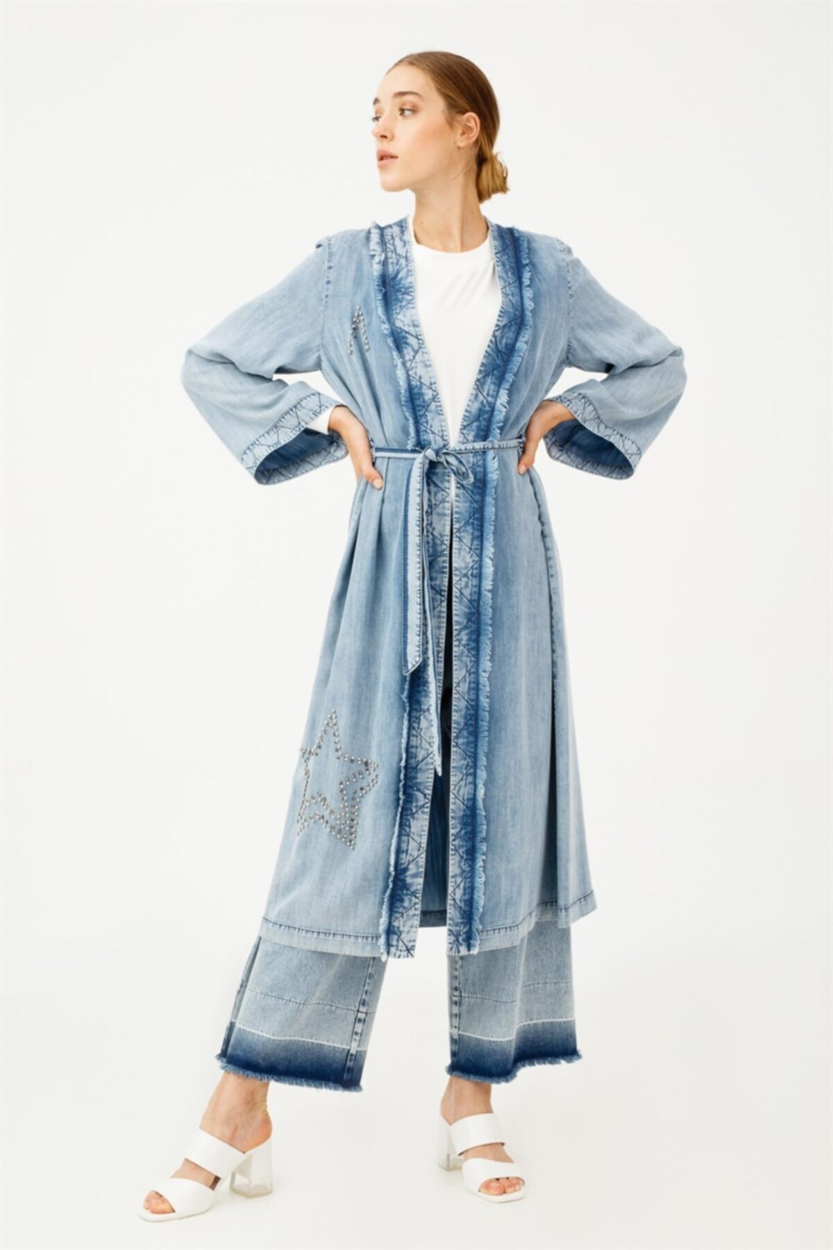 Ghisa Kadın Mavi Denim Kimono