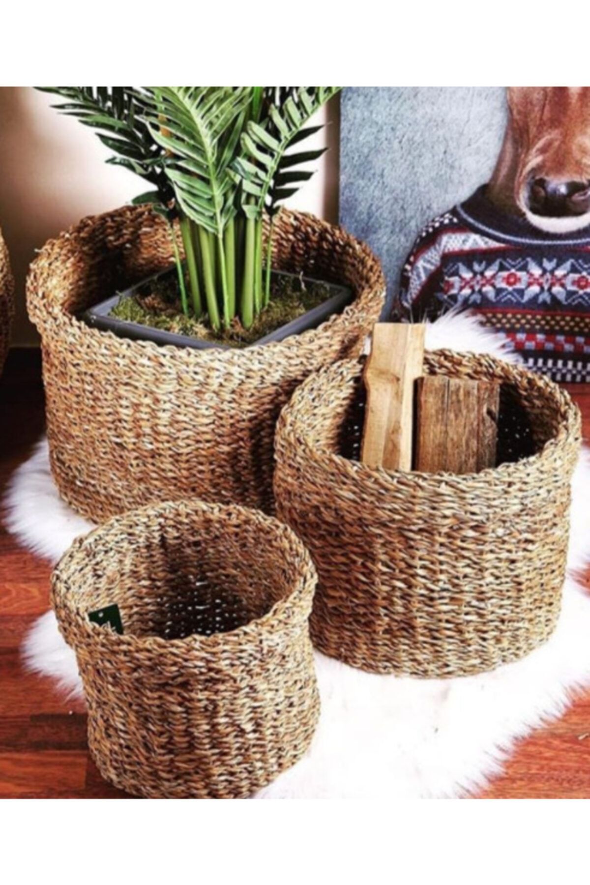 Home Naturel Yuvarlak Hasır Saksılık Hn9011