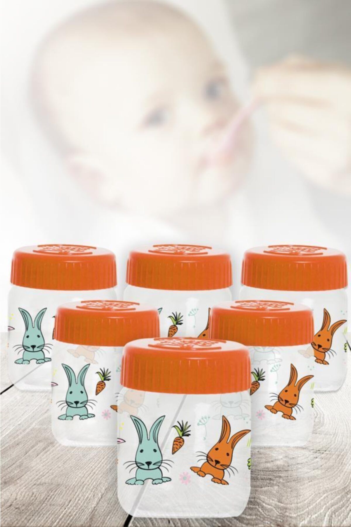 Herevin Altılı Desenli Bebek Mama Kavanozu 200 Ml