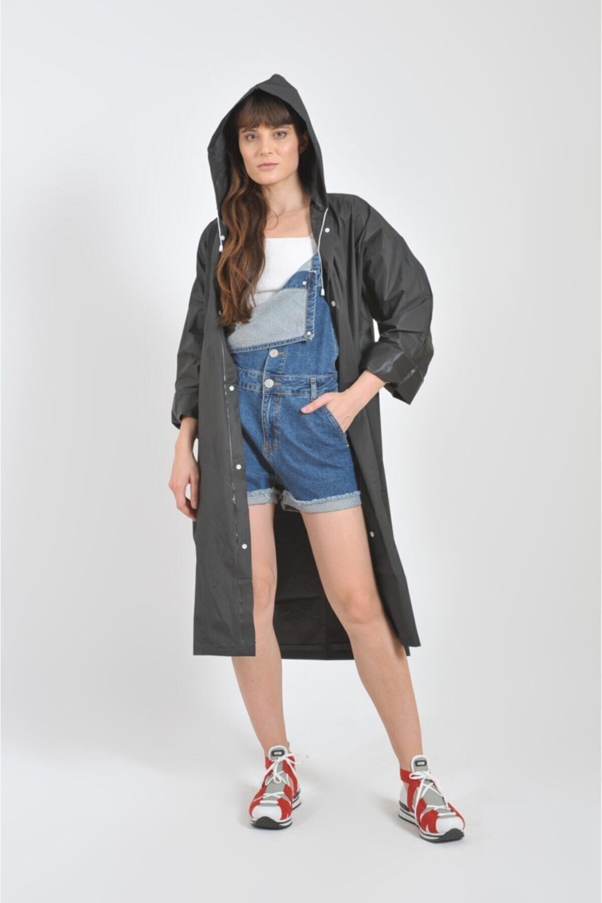 BAGBOUND Unisex Siyah Yağmurluk