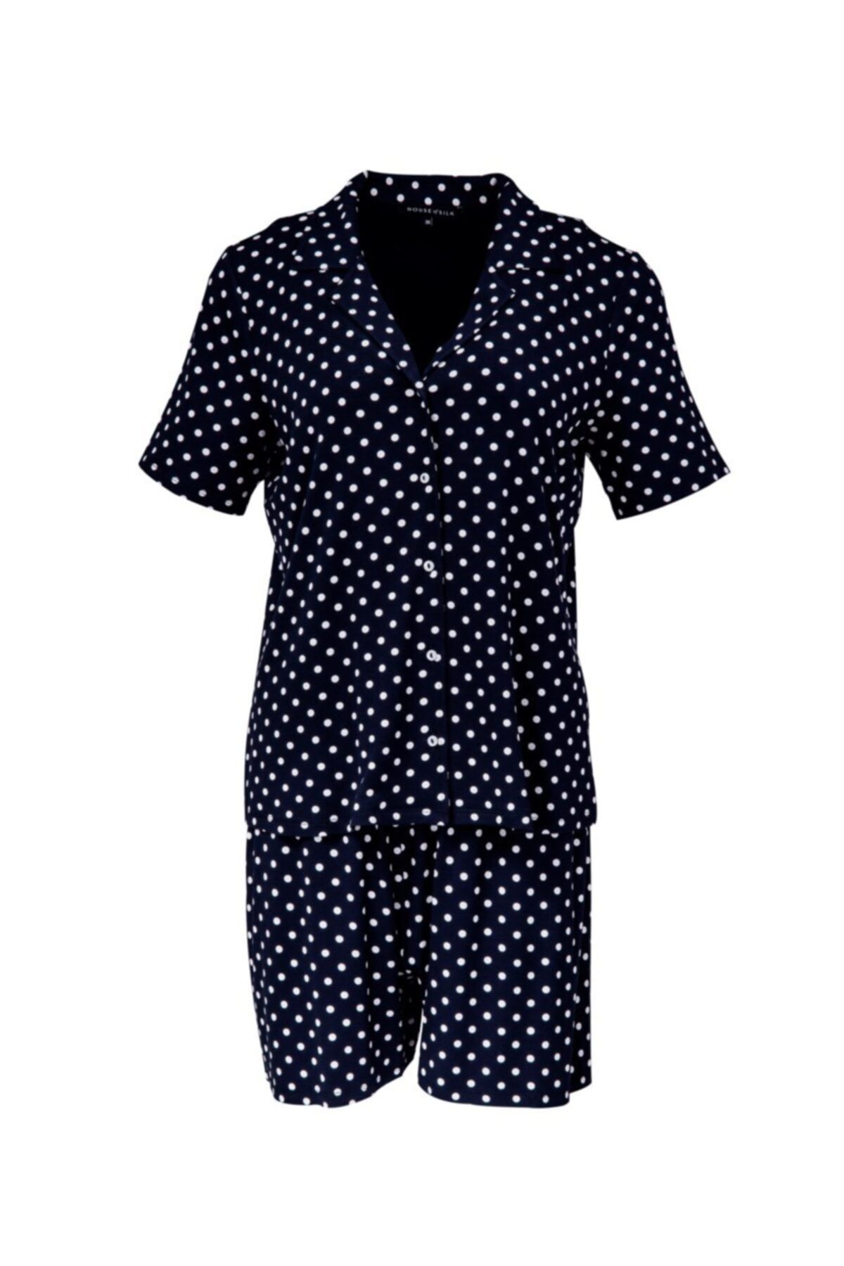 House of Silk Yumuşak Puantiye Baskılı Esnek Pijama