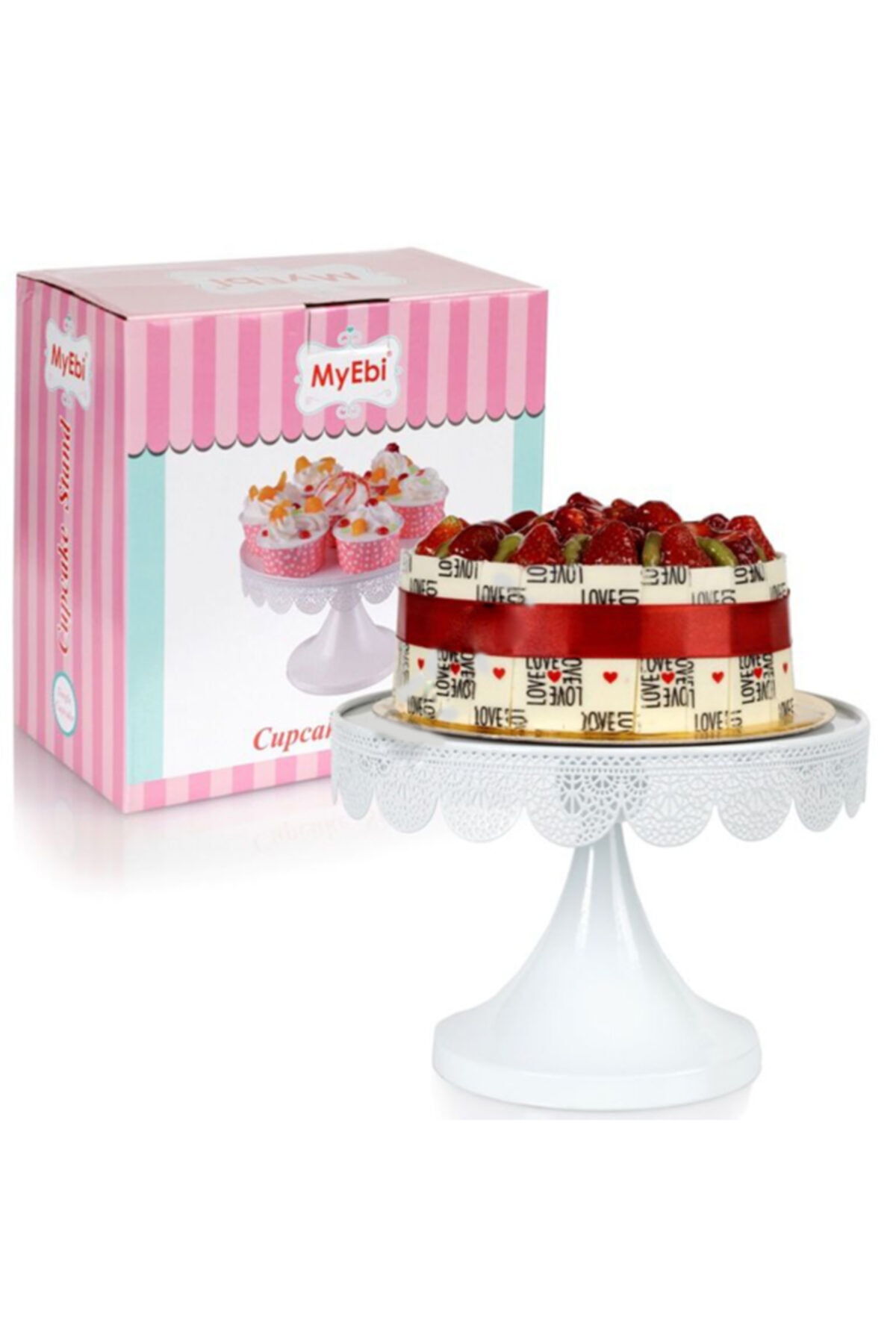 TahtakaleToptancıları Metal Cupcake Standı Beyaz Kek Standı