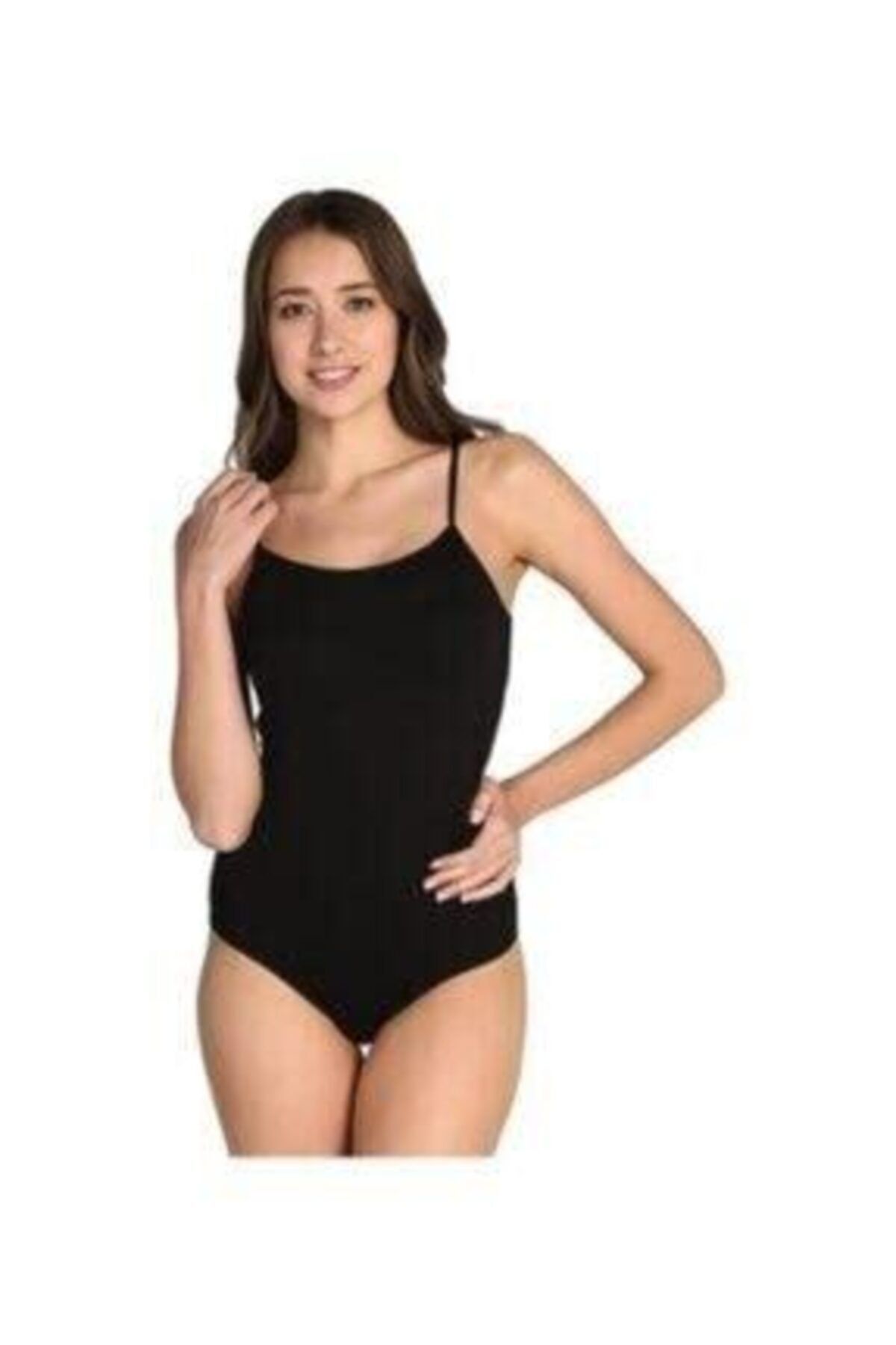 Seher Yıldızı Kadın Siyah Ip Askılı Likralı Kancalı Çıtçıtlı Body 6'lı