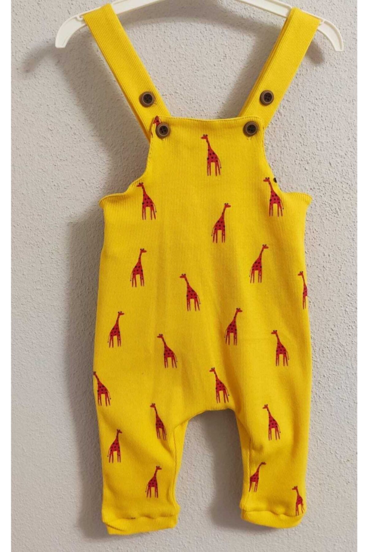 Divonette Unisex Bebek Sarı Zürafalı Salopet