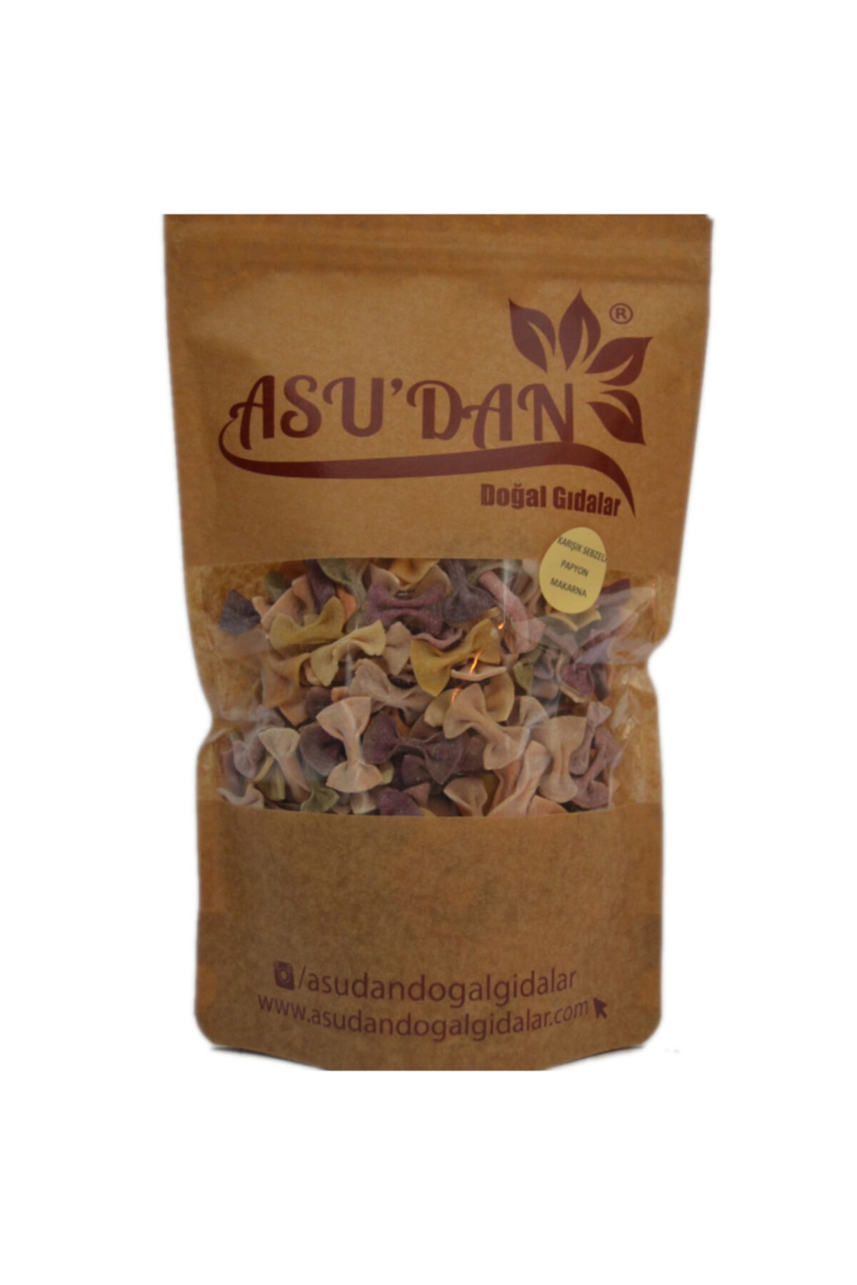 Asudan Doğal Gıdalar Karışık Sebze Püreli Papyon Makarna - 300gr