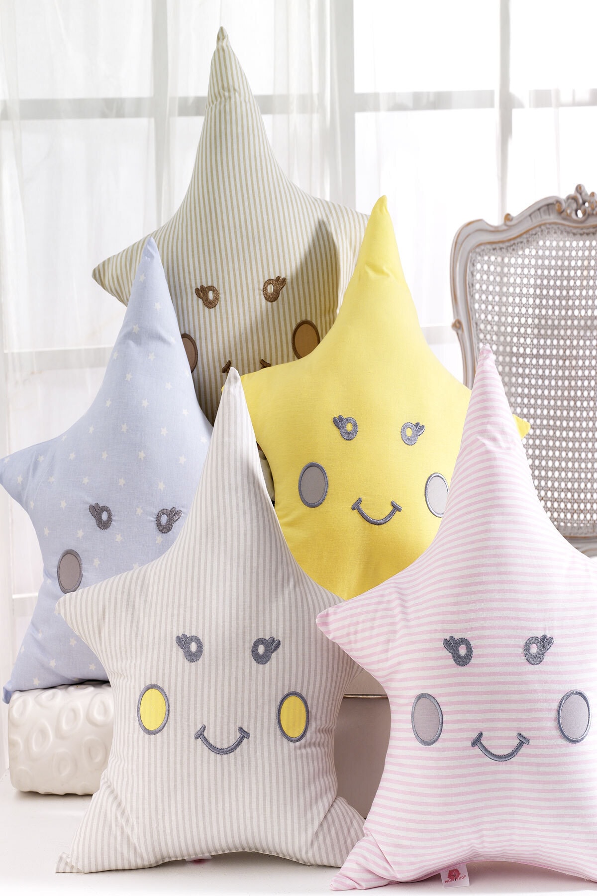 Momi Shop Momishop Yıldız Figürlü Dekoratif Uyku Arkadaşım Gri