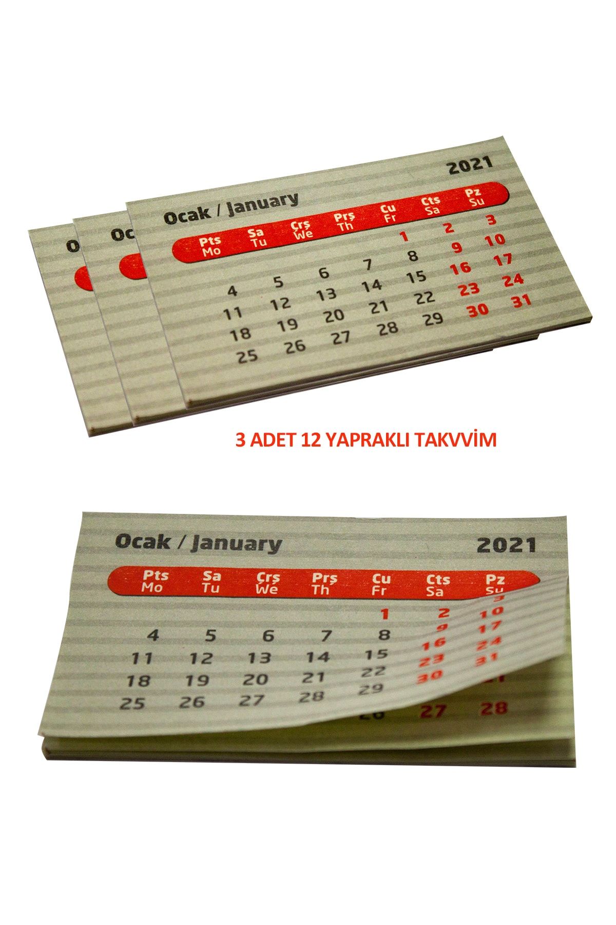 Paste Notes 12 Yaprak Yapışkanlı Takvim (3lü)