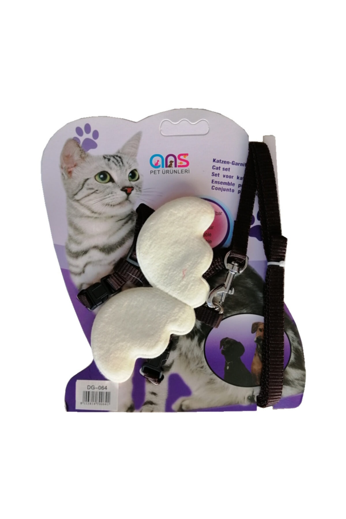 Ans Kanatlı Melek Kedi Göğüs Bel Tasması 20*32 Cm Siyah Beyaz