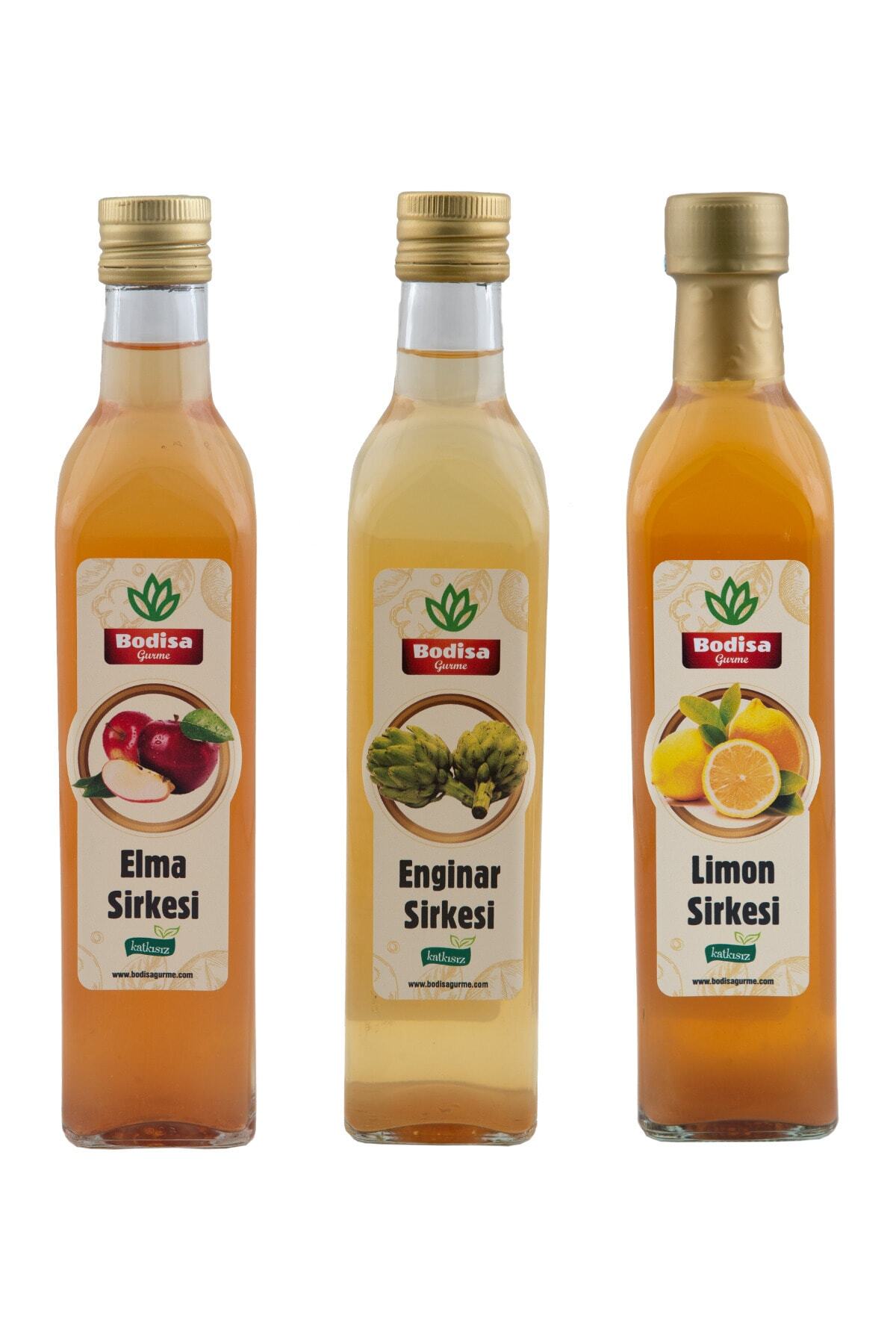 Bodisa Gurme Doğal Fermantasyon Sirke Seti (Enginar Sirkesi, Ceviz Sirkesi, Elma Sirkesi) 3'lü