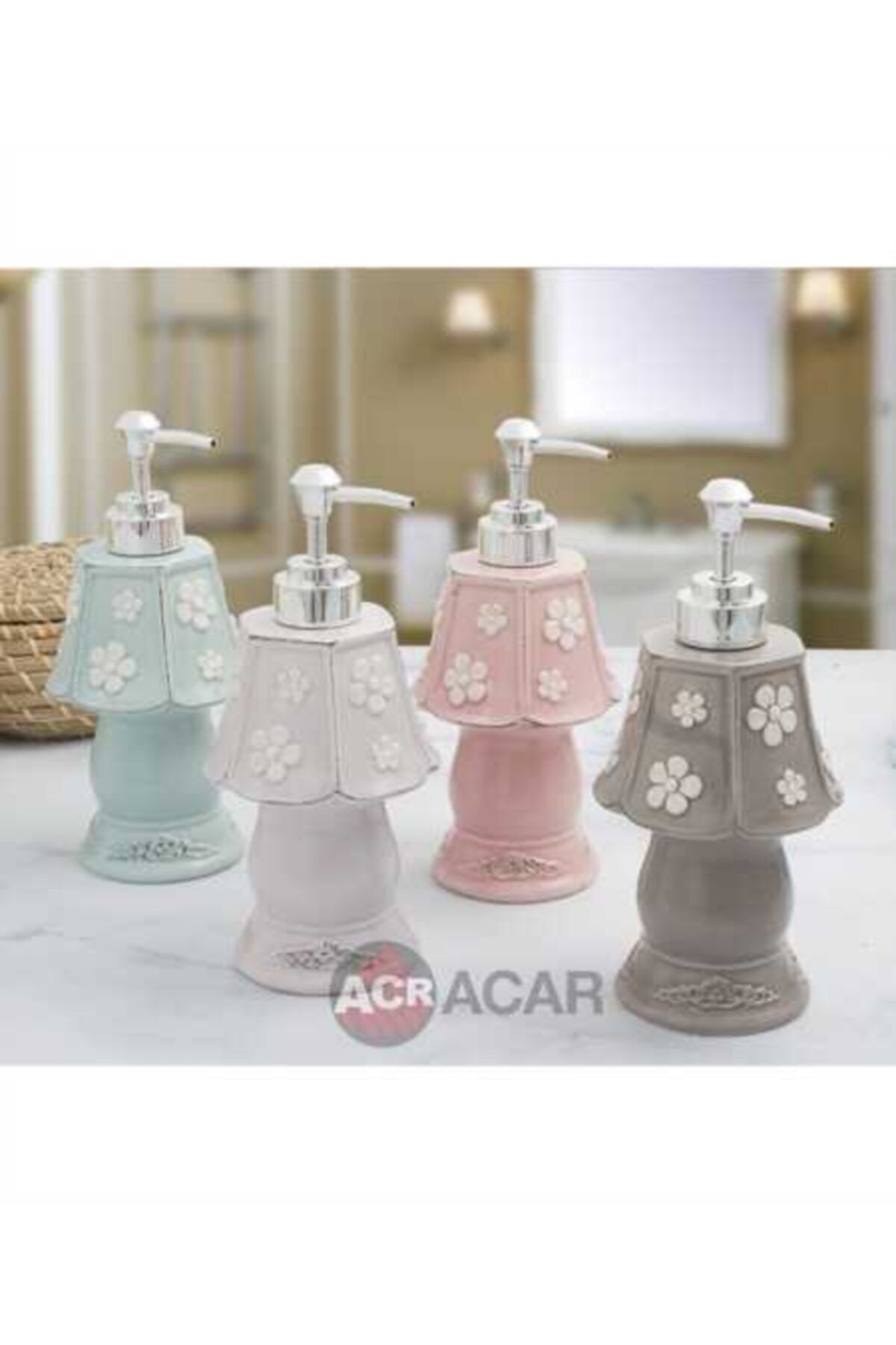 SHEKER HOME Acar Çiçek Kabartmalı Sıvı Sabunluk