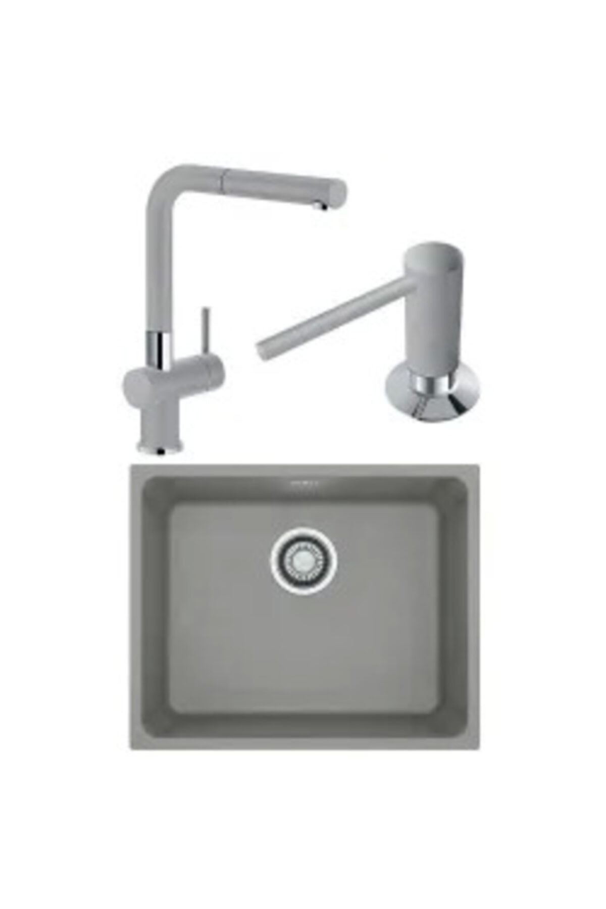 Franke Kubus Kbg 110-50 Granit Eviye + Active Plus Doccia Armatür + Sıvı Sabunluk (stone Grey)