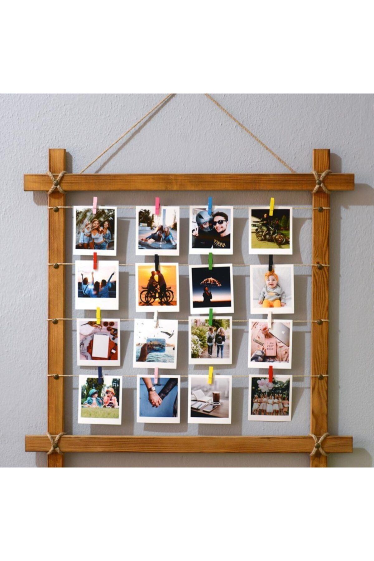 Anısepeti Ahşap İpli Mandallı Fotoğraf Çerçevesi 70x70