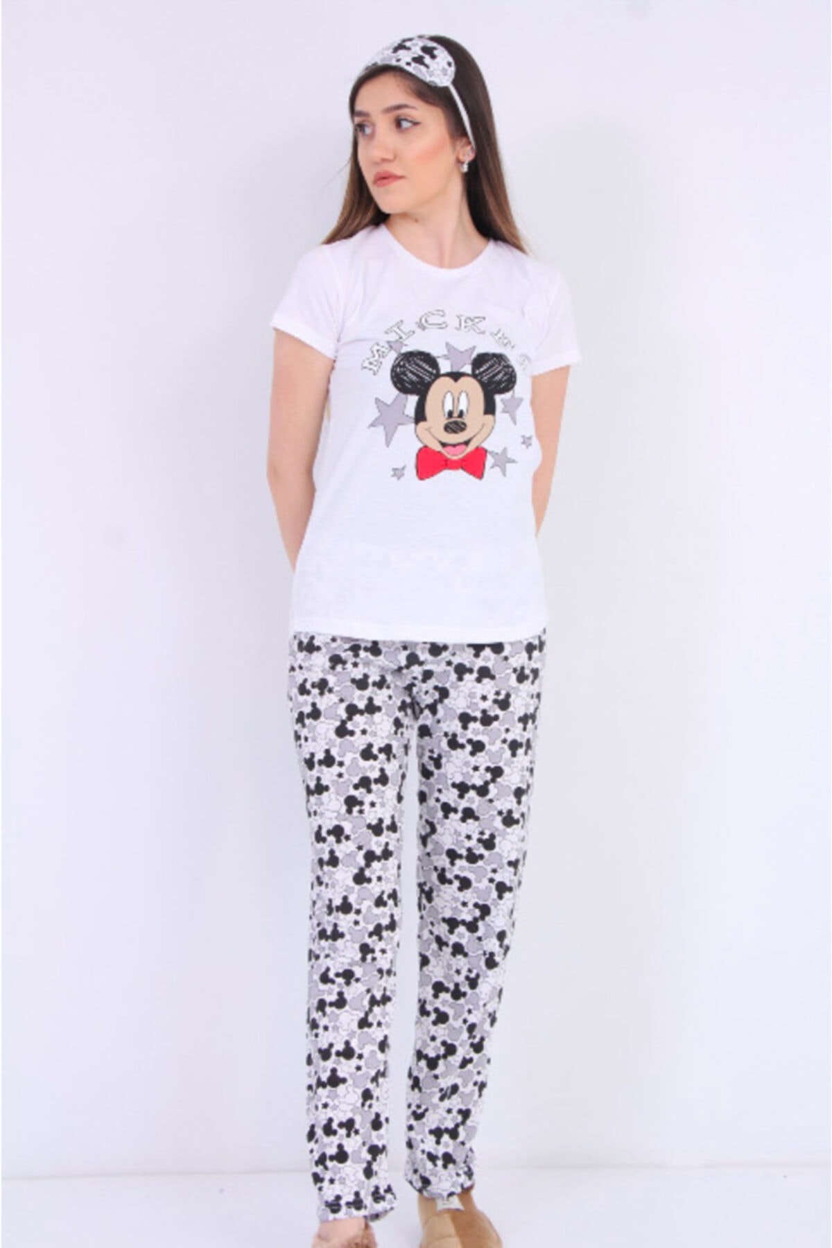 CLM HOMEWEAR Kadın Beyaz Arka Baskılı Pijama Takımı