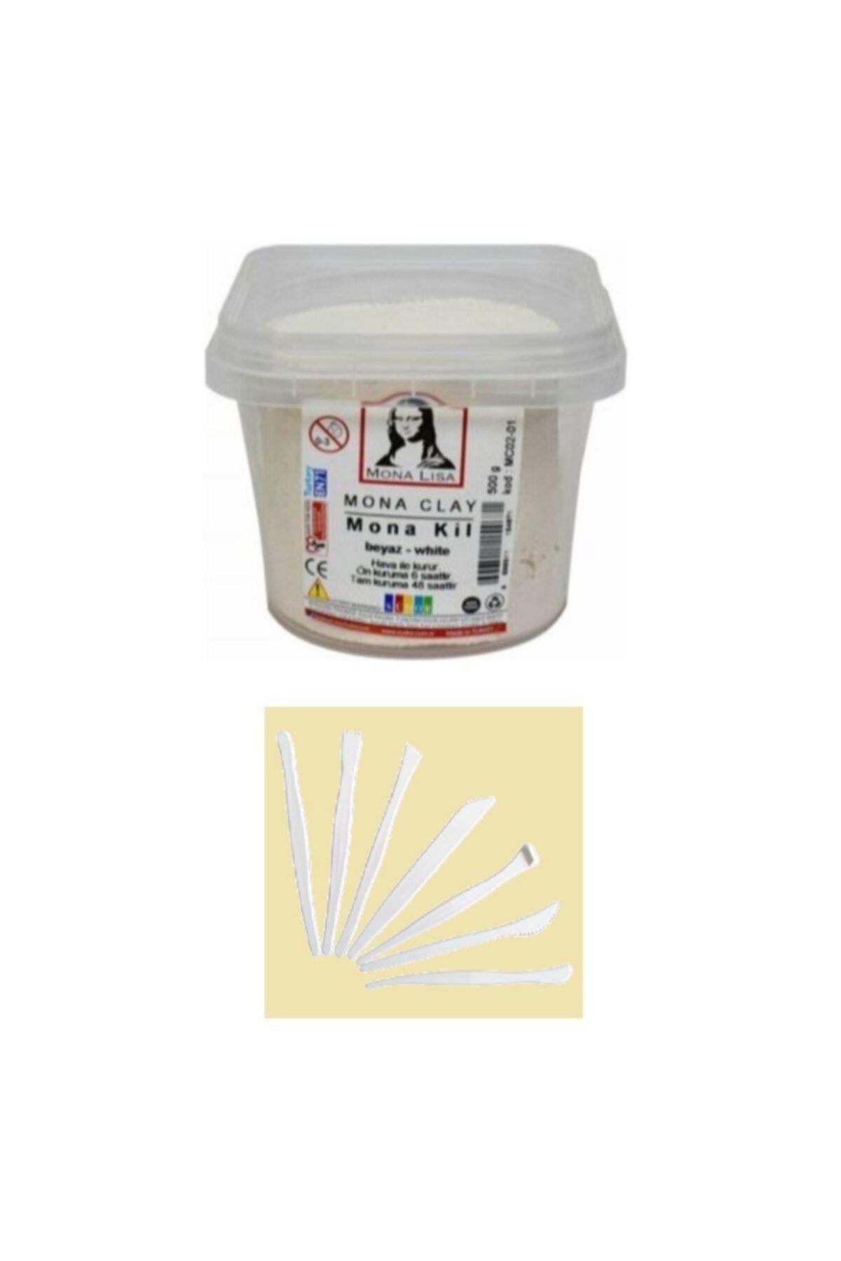 Südor Beyaz Modelleme Kili 500 Gr Kil Çamuru Ebeşuar Seti 7 Parça Mona Clay