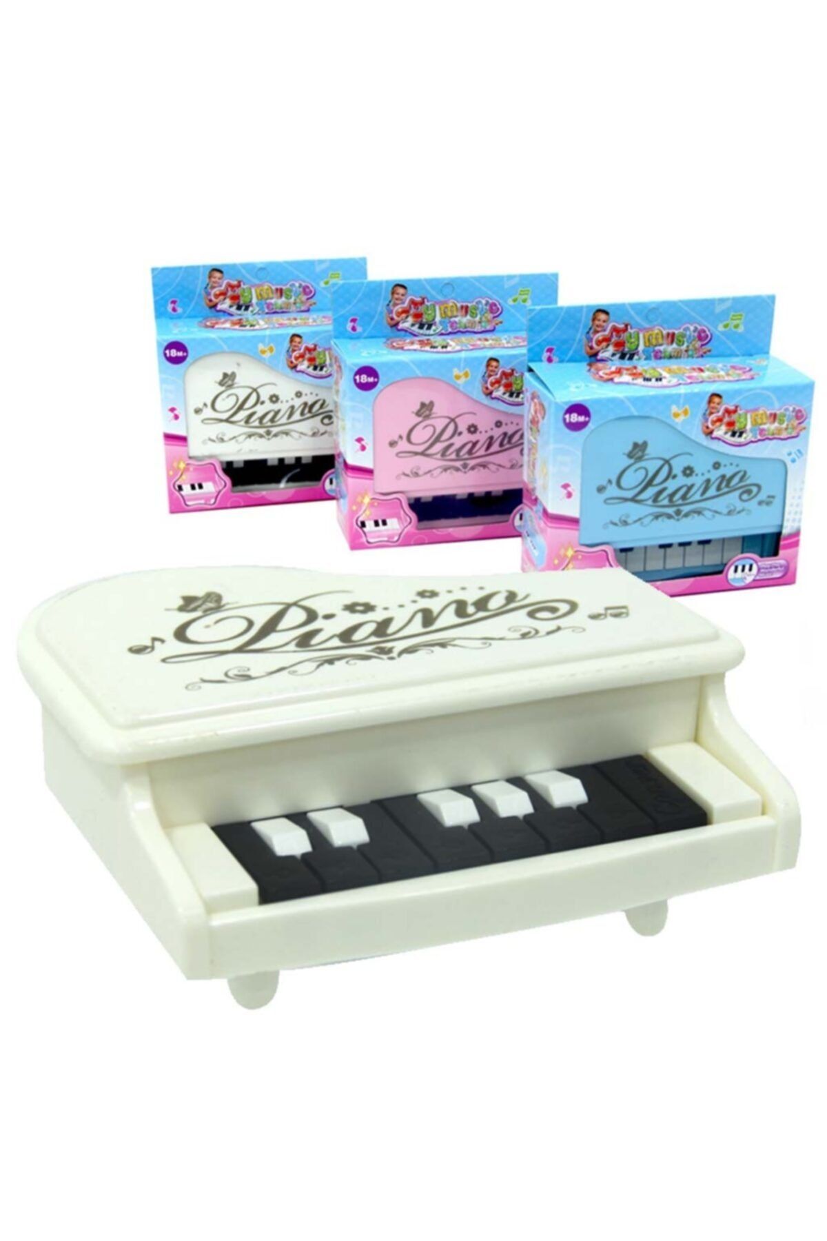 YıldızDükkan Mini Pilli Oyuncak Piyano Çocuk Müzik Eğitim Oyunu Beyaz