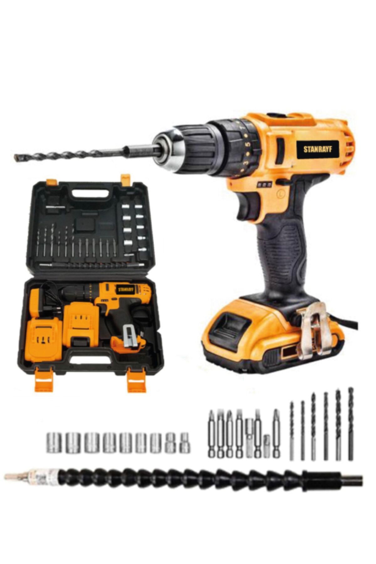 stanrayf Germany Jsr 52v6ah Lion Çift Akülü Samsung Batarya Şarjlı Darbeli Matkap 27pcs Set