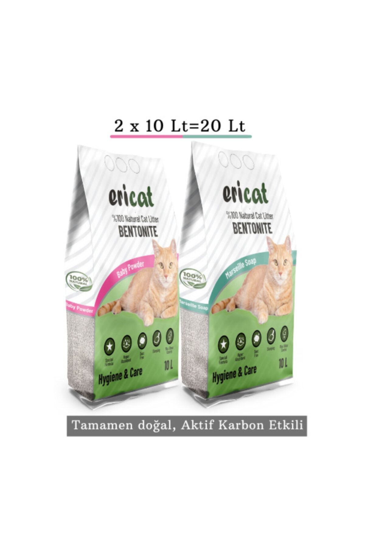 ericat Bebek Pudralı Ve Marsilya Sabunu Kokulu Kedi Kumu-10litre X 2 Adet