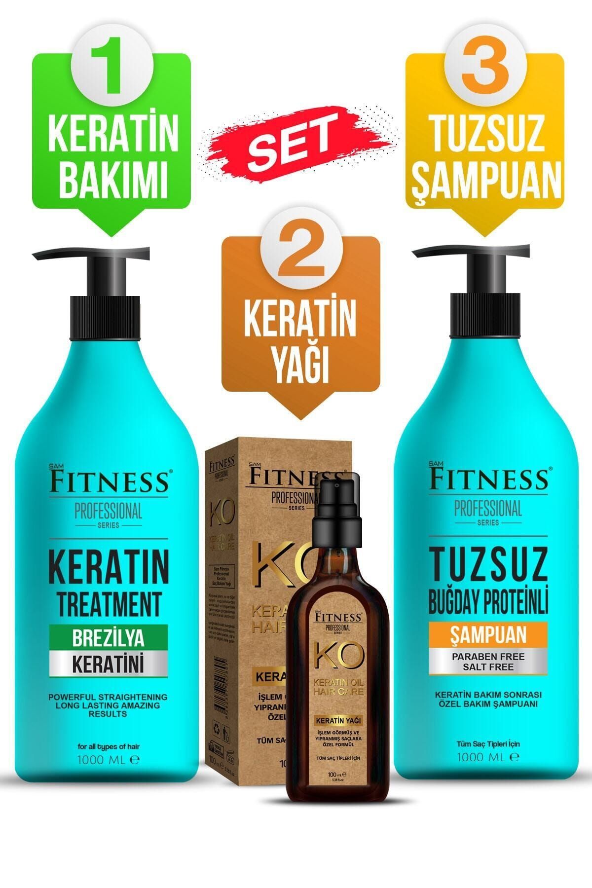 Fitness Professional Saç Düzleştirici Keratin Bakımı + Tuzsuz Şampuan + Keratin Yağı