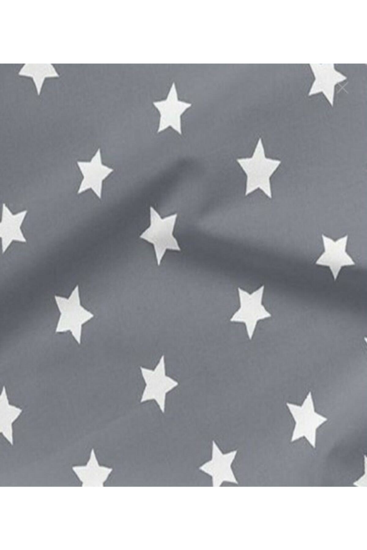 GULDESIGN Daisy Star %100 Pamuk Nevresimlik Kumaş Gri Yıldız